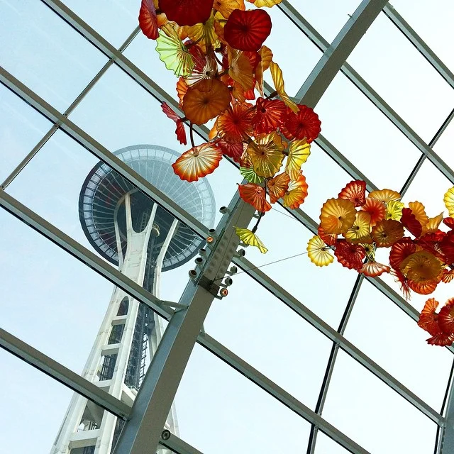 View of the Space Needle from the Chihuly Garden and Glass, where we had our final Exhibit Design class