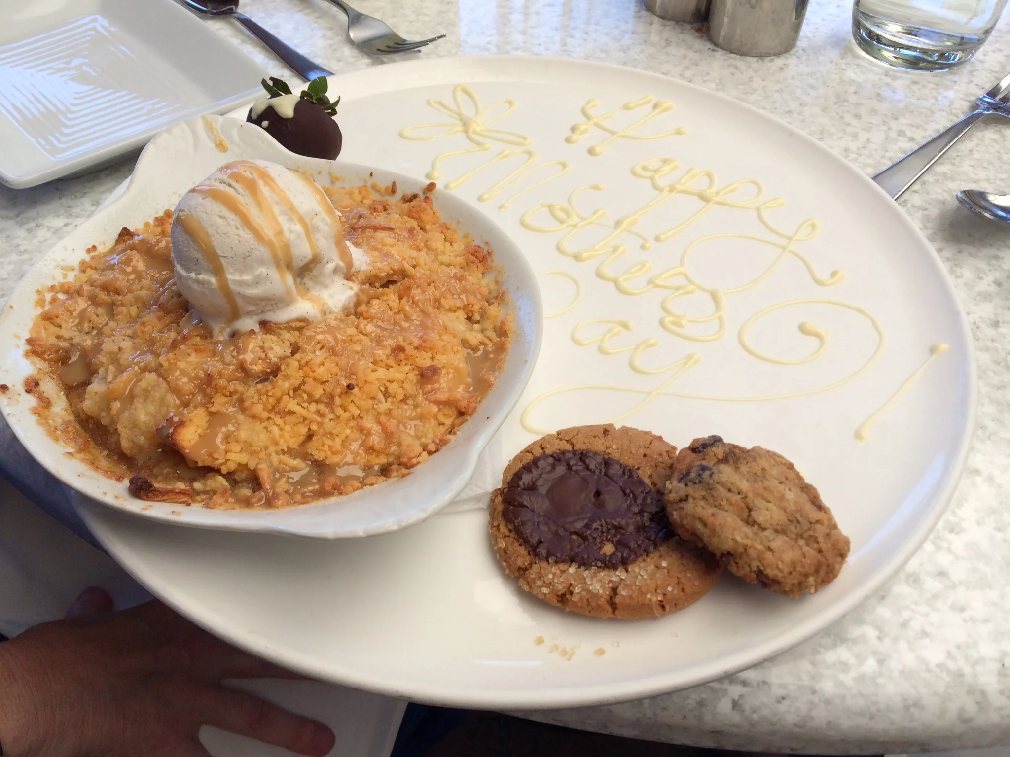 We had lunch at a restaurant called Wildflower in Tucson and they brought us the most beautiful (and delicious) dessert!