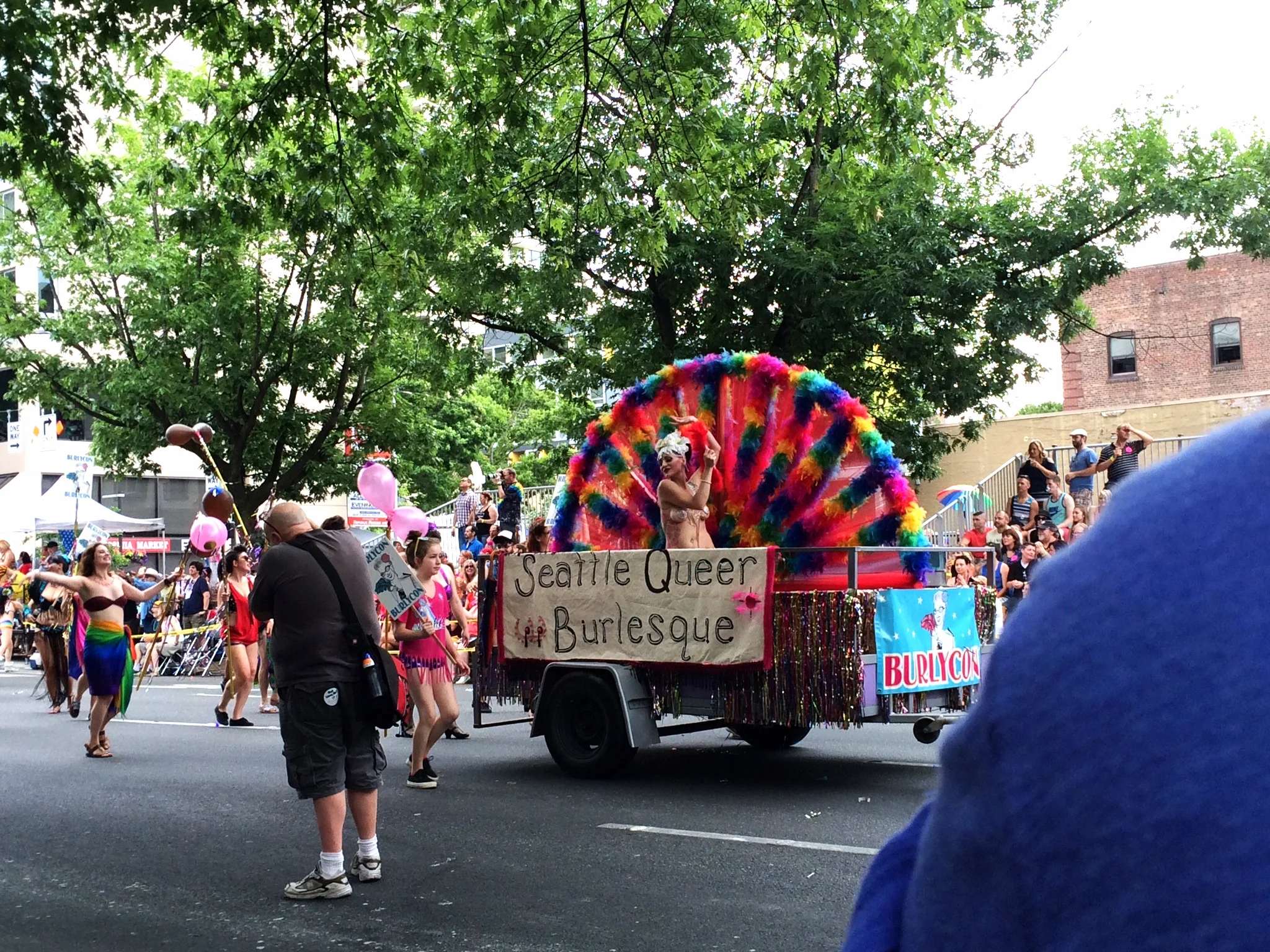 The truck pulling their float had pasties over its headlights