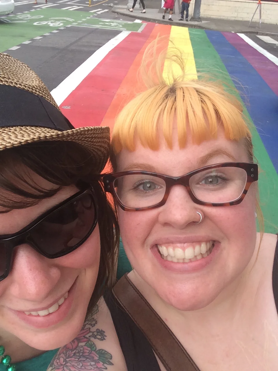 Selfie with Capitol Hill's rainbow sidewalks