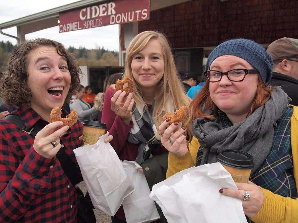 Eating everything, as per usual with Rachel and Megan