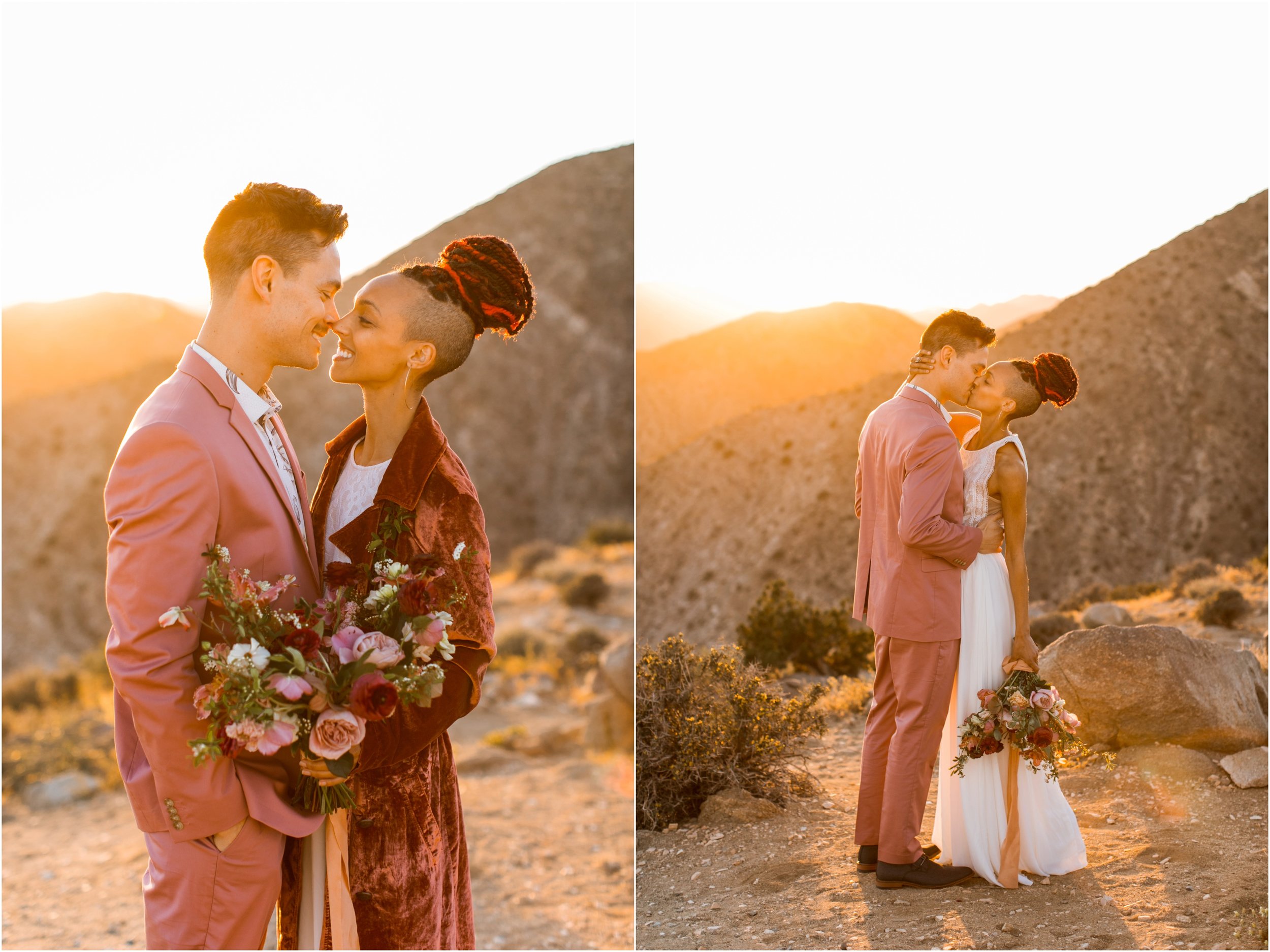 Joshua Tree Wedding, Joshua Tree Elopement, Joshua Tree Proposal, Joshua Tree National Park Wedding, Joshua Tree National Park Elopement, Elopement Photographer, Elopement ideas, Joshua Tree National Park, Joshua Tree, Desert engagement session, desert wedding ideas, Joshua Tree wedding venues, Desert elopement, Desert wedding, Boho bride, boho wedding, Mauve suit, mauve grooms suit, pink grooms suit, pink suit, coachella wedding, surprise proposal, Mandi Lynn Photo