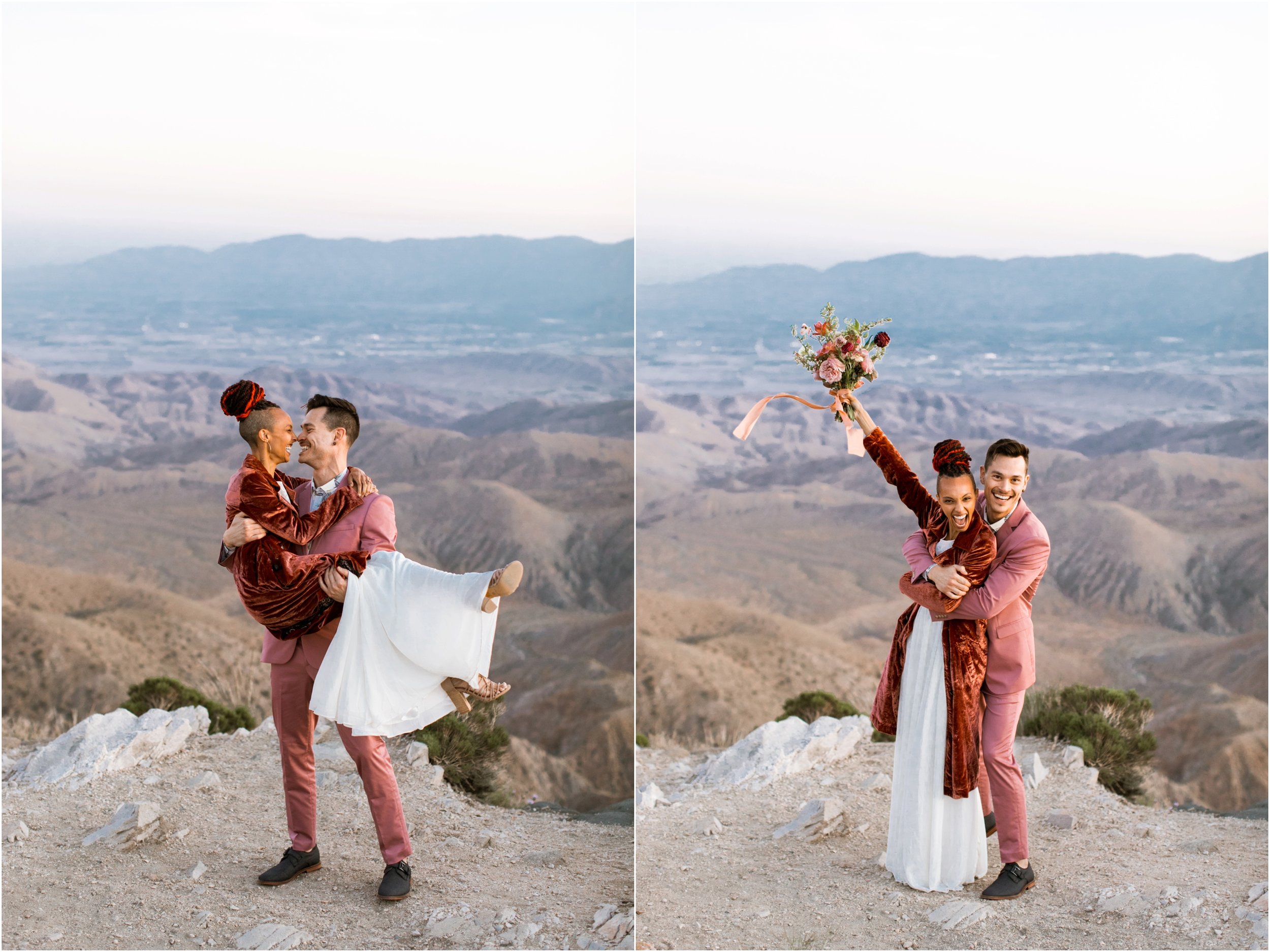 Joshua Tree Wedding, Joshua Tree Elopement, Joshua Tree Proposal, Joshua Tree National Park Wedding, Joshua Tree National Park Elopement, Elopement Photographer, Elopement ideas, Joshua Tree National Park, Joshua Tree, Desert engagement session, desert wedding ideas, Joshua Tree wedding venues, Desert elopement, Desert wedding, Boho bride, boho wedding, Mauve suit, mauve grooms suit, pink grooms suit, pink suit, coachella wedding, surprise proposal, Mandi Lynn Photo