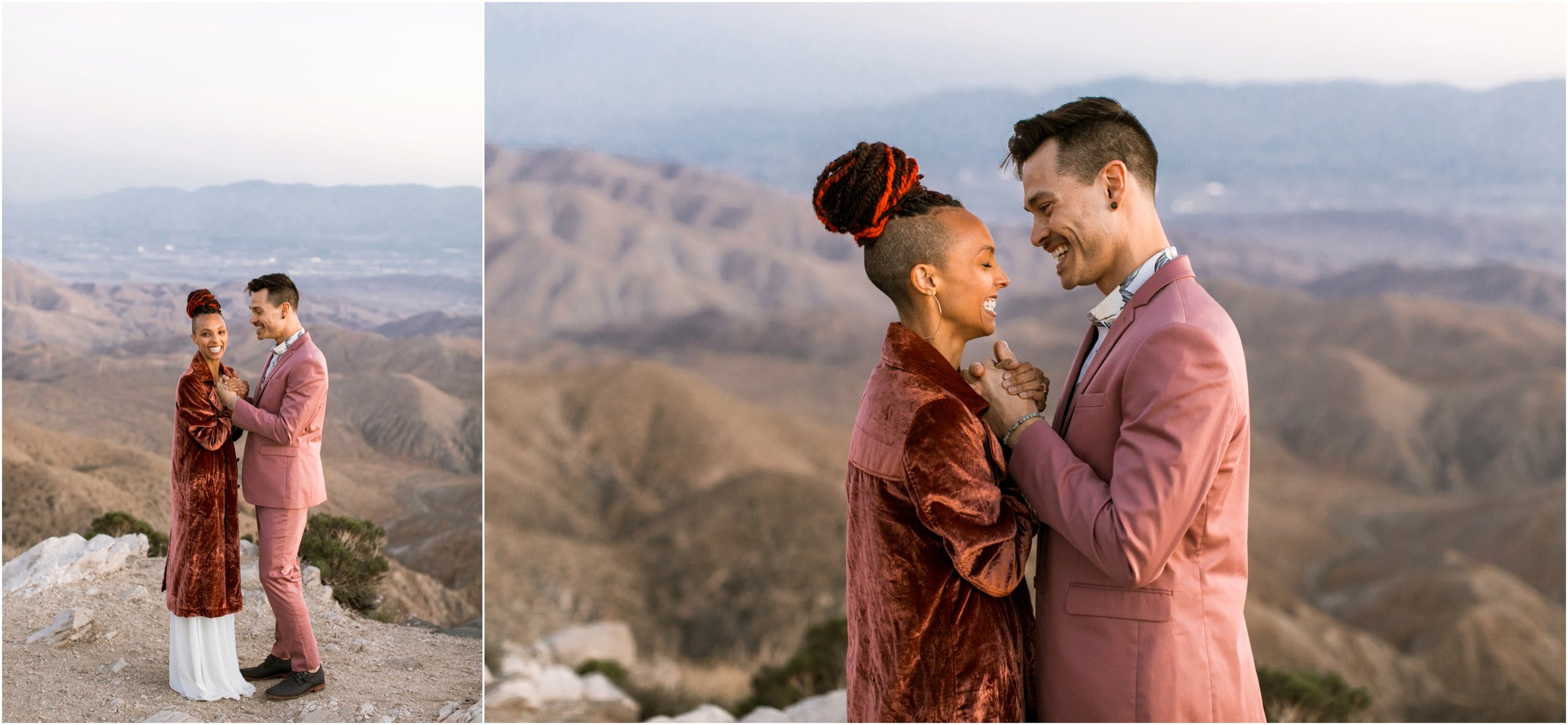 Joshua Tree Wedding, Joshua Tree Elopement, Joshua Tree Proposal, Joshua Tree National Park Wedding, Joshua Tree National Park Elopement, Elopement Photographer, Elopement ideas, Joshua Tree National Park, Joshua Tree, Desert engagement session, desert wedding ideas, Joshua Tree wedding venues, Desert elopement, Desert wedding, Boho bride, boho wedding, Mauve suit, mauve grooms suit, pink grooms suit, pink suit, coachella wedding, surprise proposal, Mandi Lynn Photo