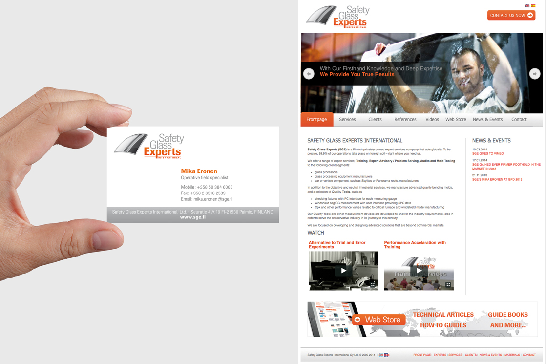 Website design for Safety Glass Experts (www.sge.fi)