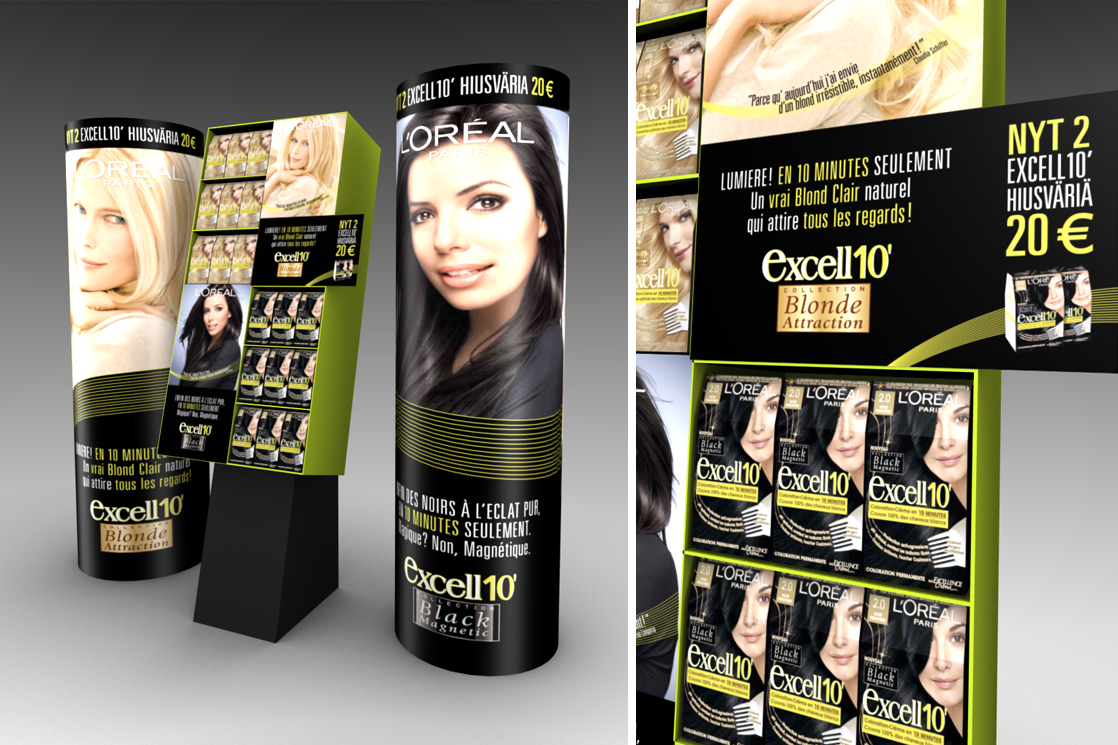 In-shop stand design for L'oréal Paris haircolors