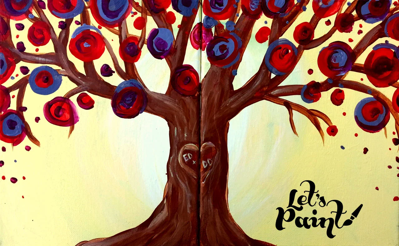 Couples Love Tree Painting- 2 canvases!