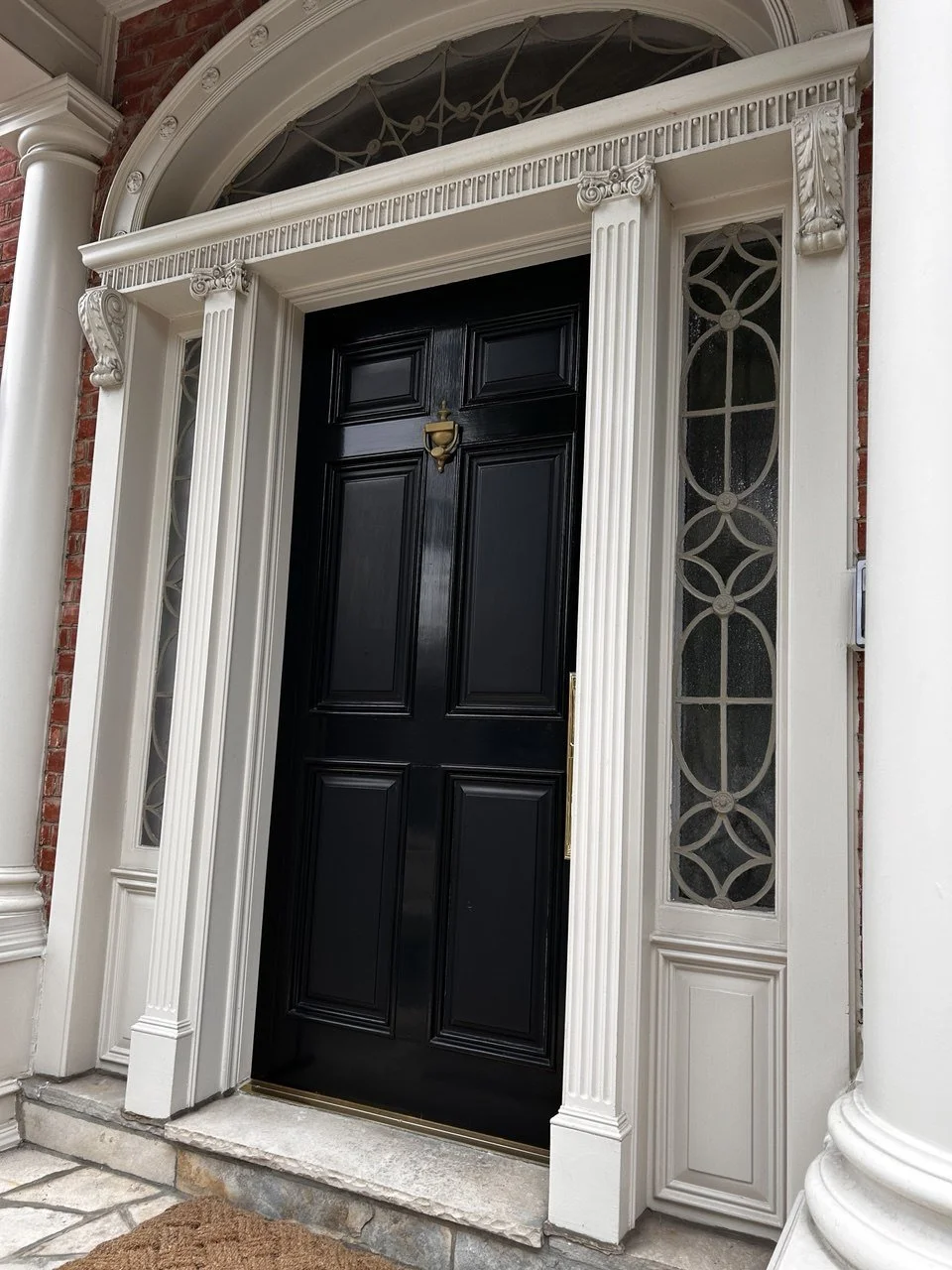 Satin Finish Panels on Glossy Front Door