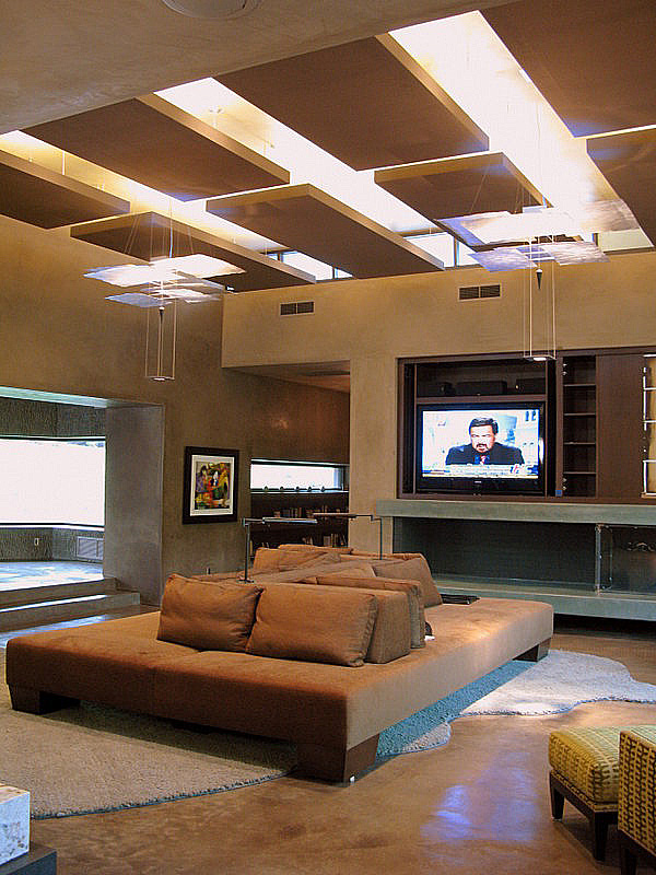 Lighting Solutions For High Ceilings Randall Whitehead - High Ceiling Modern Living Room Lighting