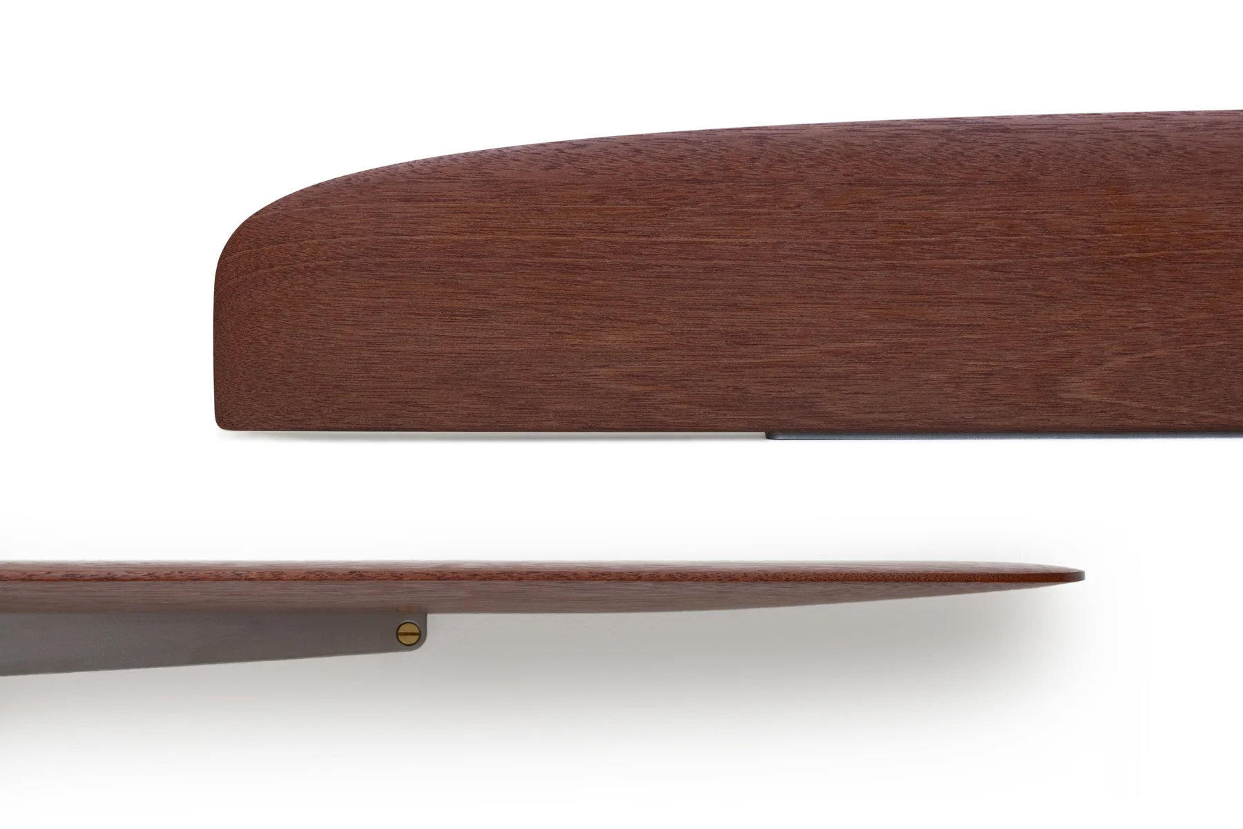 Propeller Shelves in Mahogany and Satin Lacquer Steel