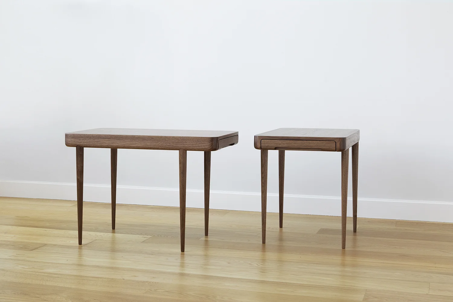 Union Nightstands in Solid Walnut with Felt Lined Drawer