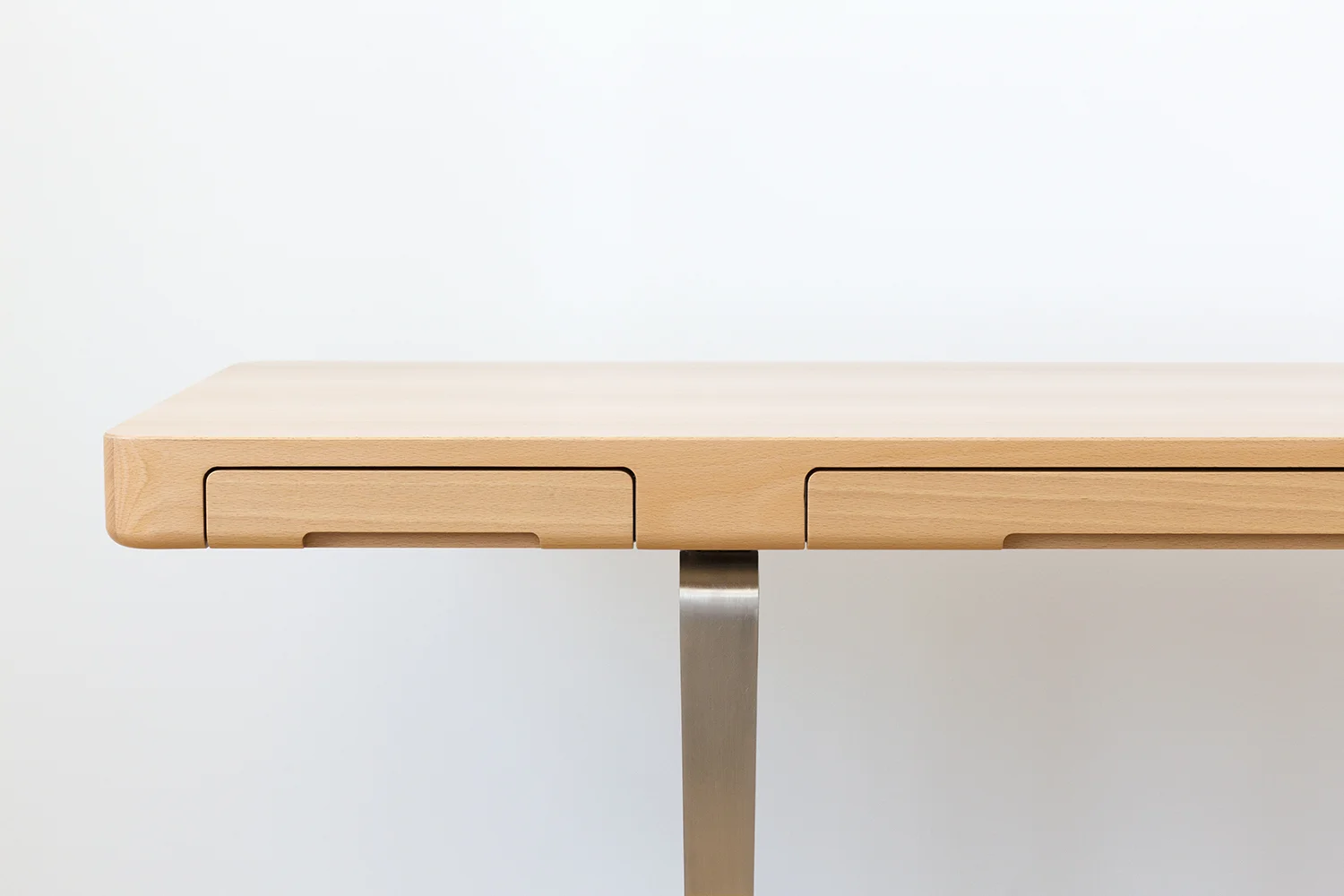 Arnon Home Office Desk in European Beech and Satin Nickel