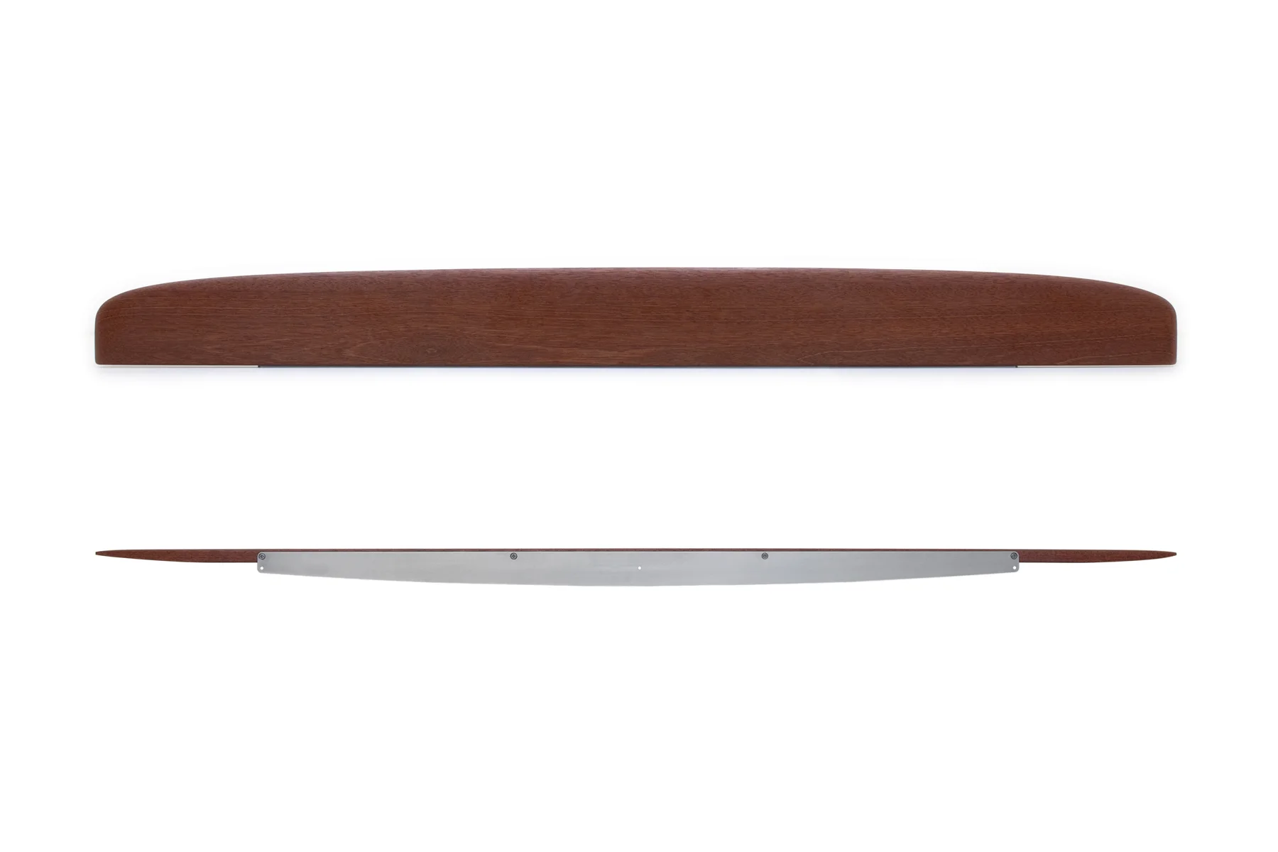 Propeller Shelves in Mahogany and Satin Lacquer Steel