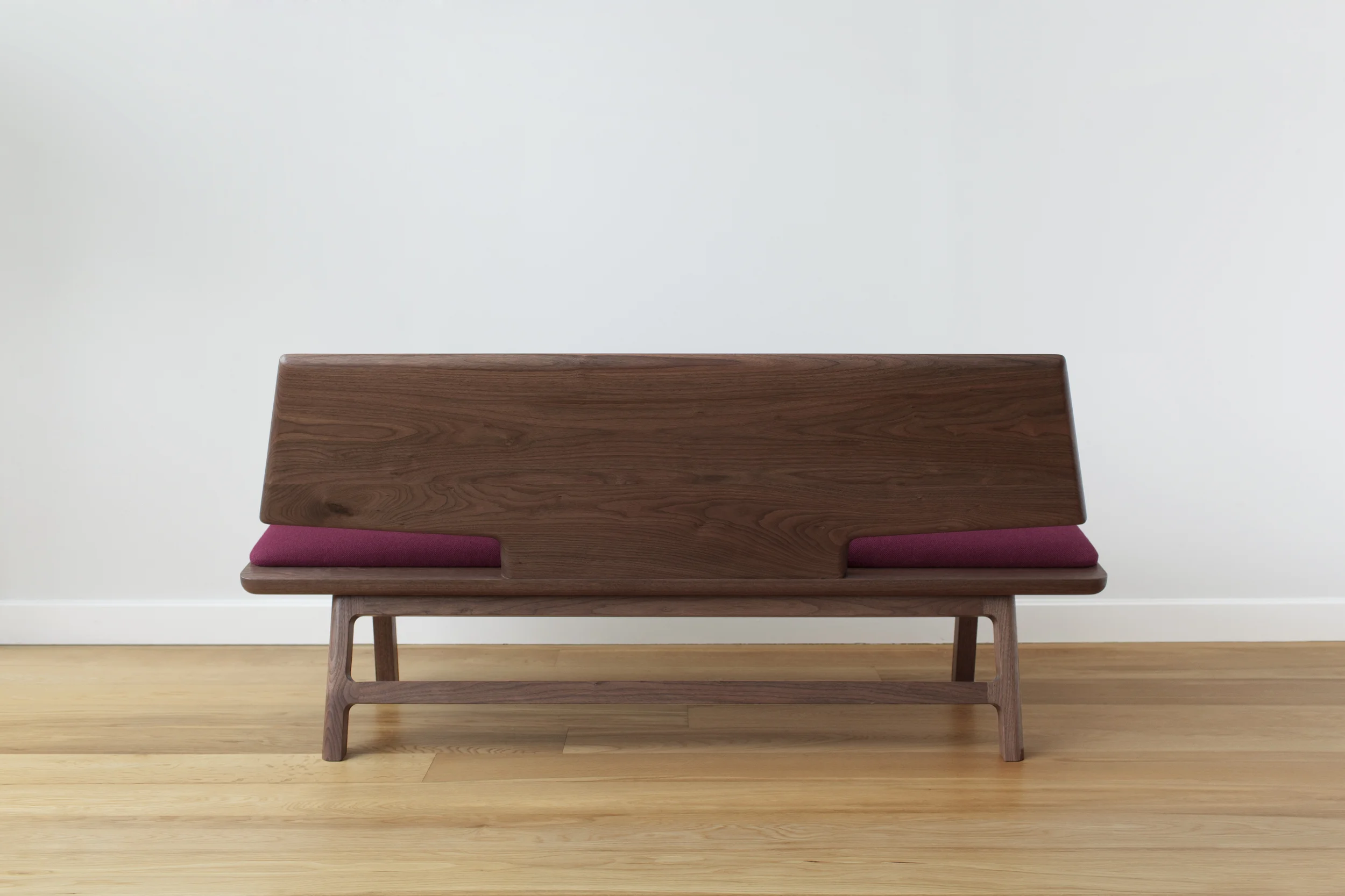 Coventree Solid Wood Bench in Walnut and Wool Upholstry