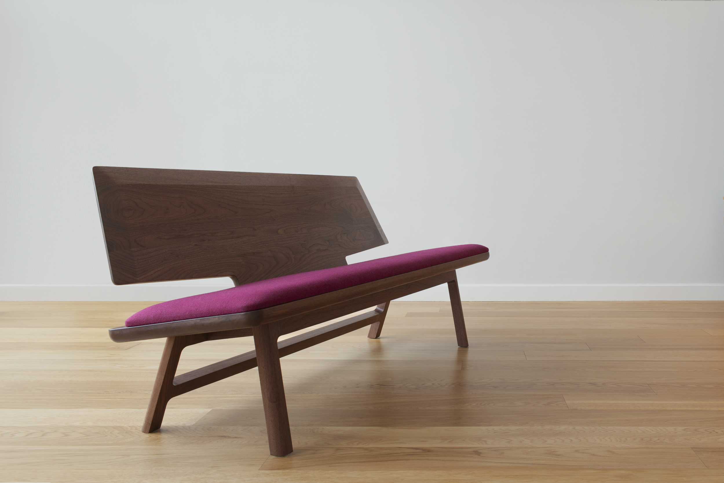 Coventree Solid Wood Bench in Walnut and Wool Upholstry