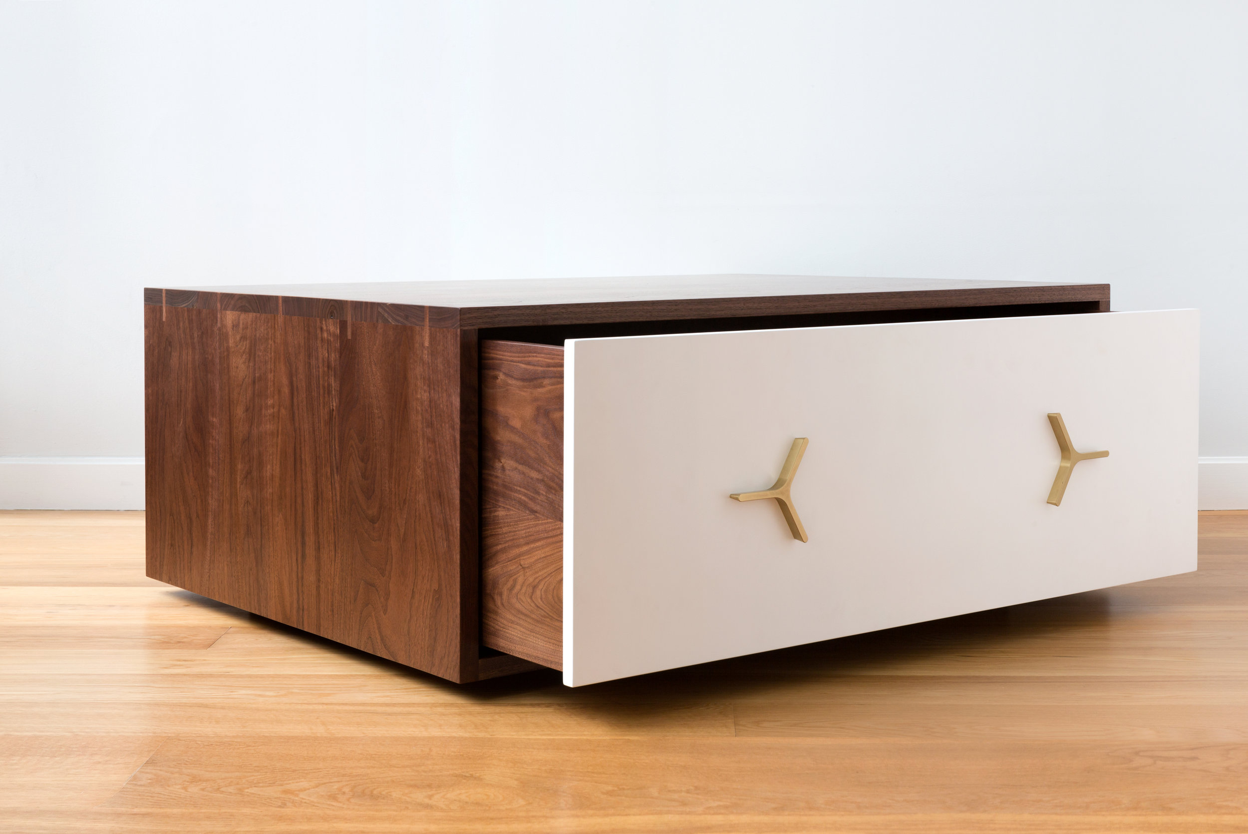 Flux Coffee Table with Storage in Walnut by Piet Houtenbos