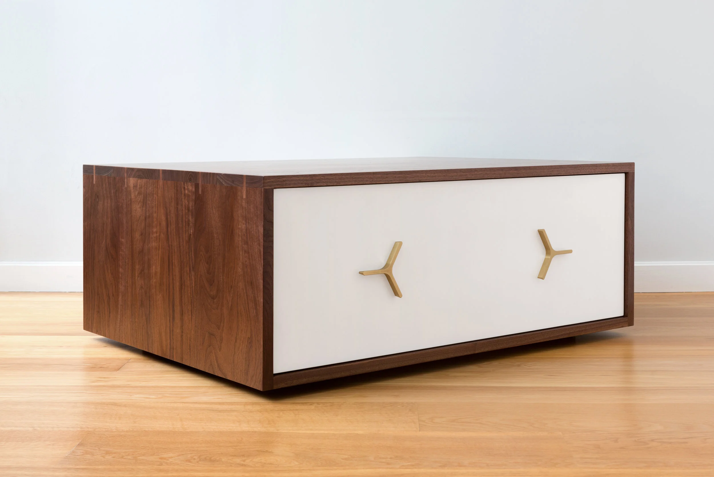 Flux Coffee Table with Storage in Walnut by Piet Houtenbos