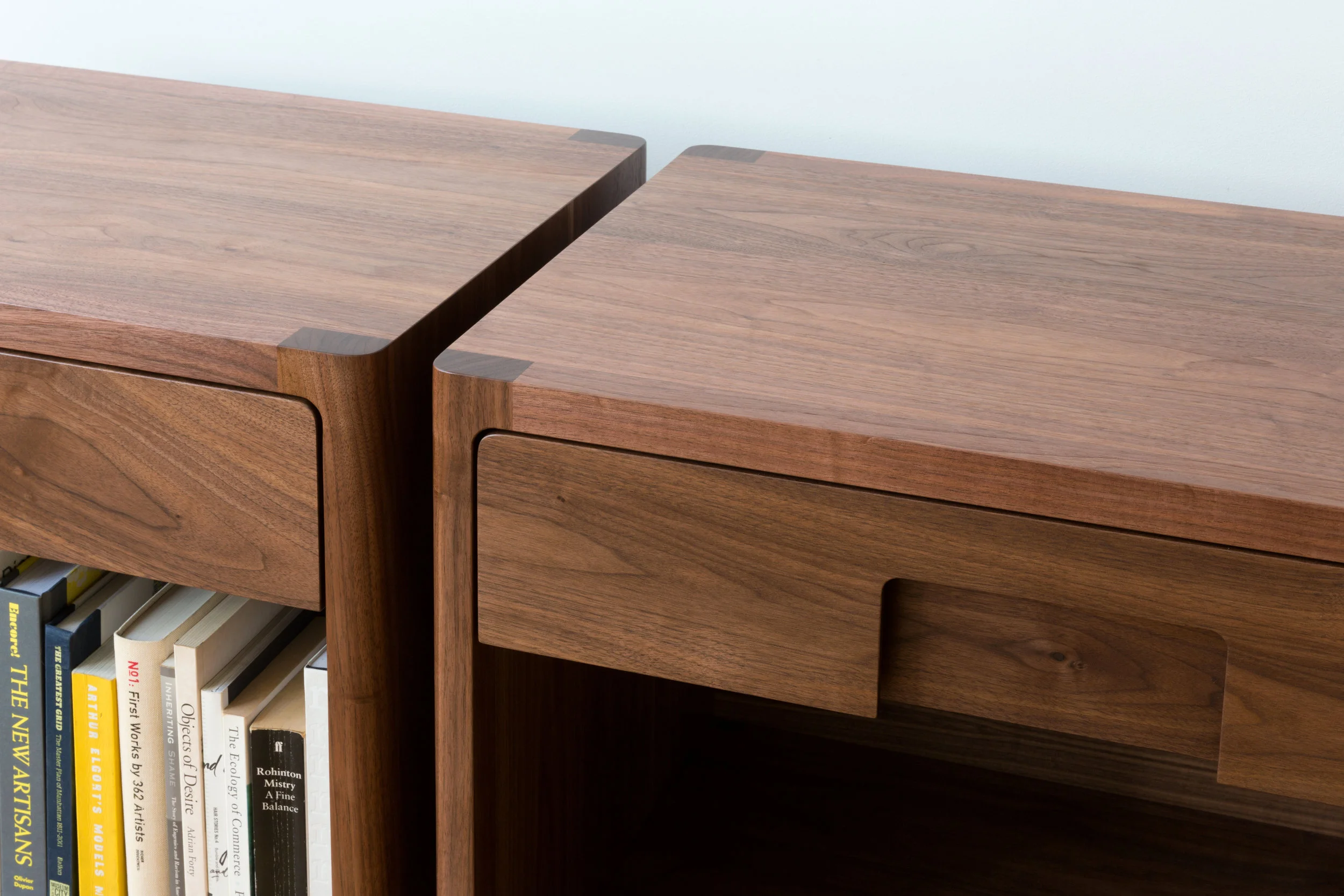 Cobb Nightstands in Walnut by Piet Houtenbos