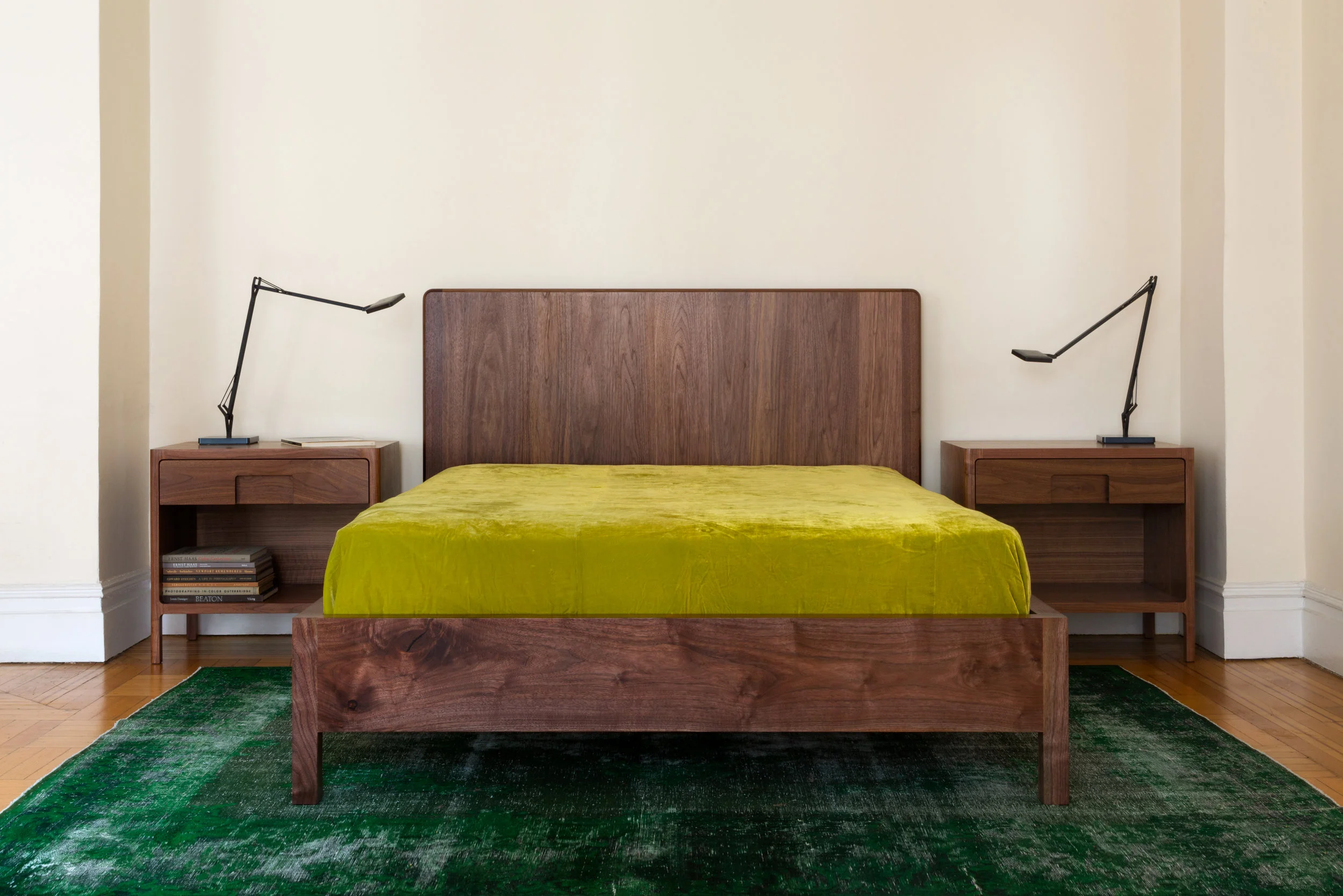 Hayground Bed in Walnut by Piet Houtenbos