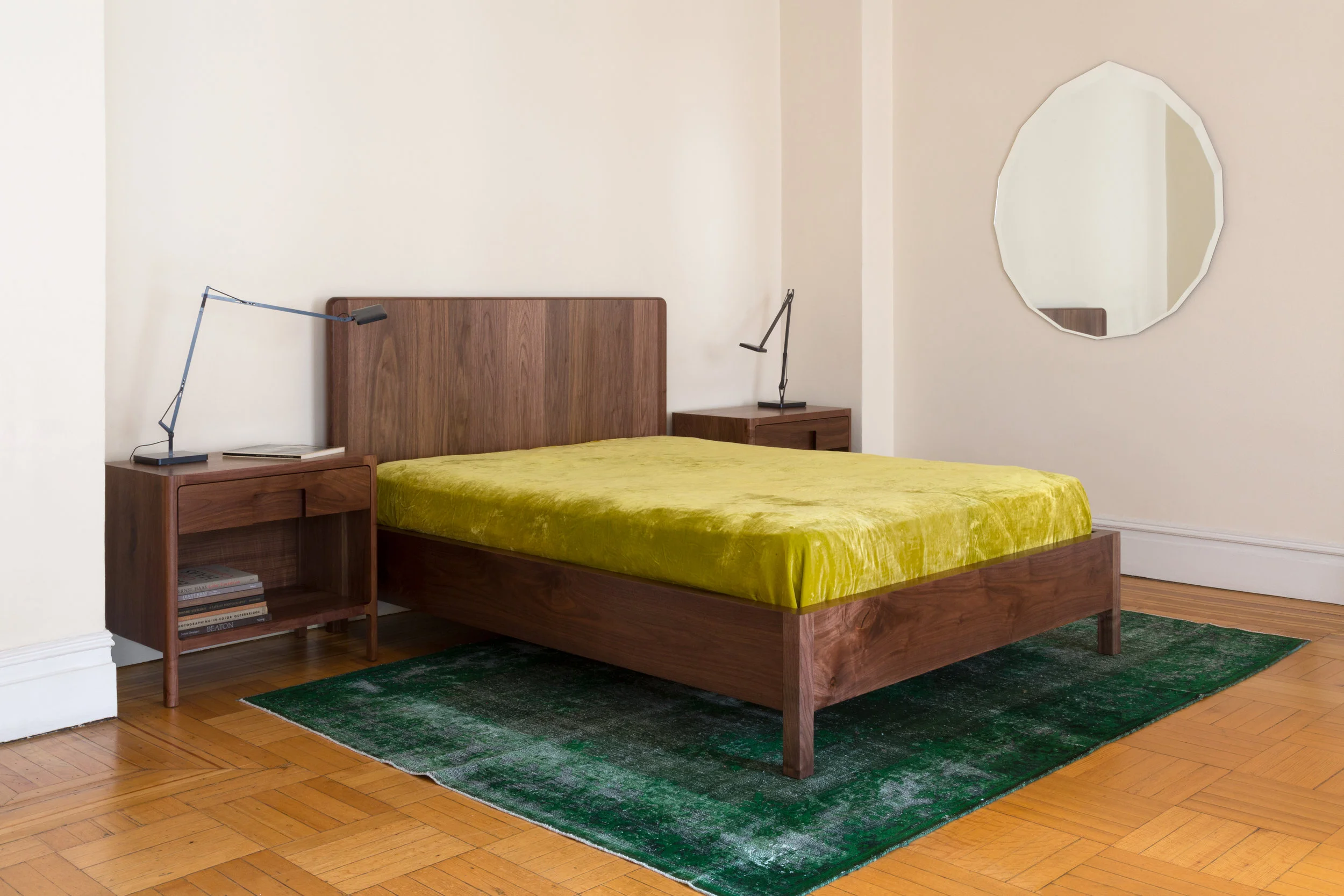 Hayground Bed in Walnut by Piet Houtenbos