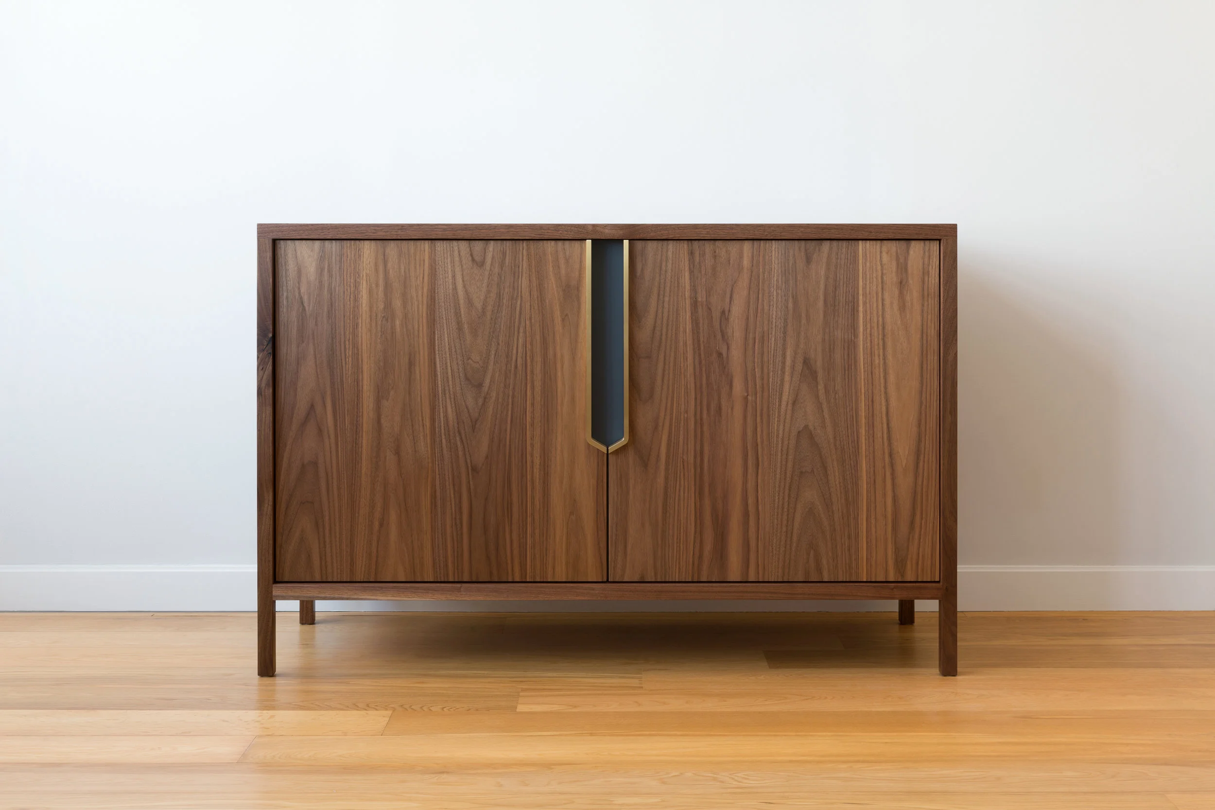 Halsey Prime Dresser in Walnut, Lacquer with Brass Handles