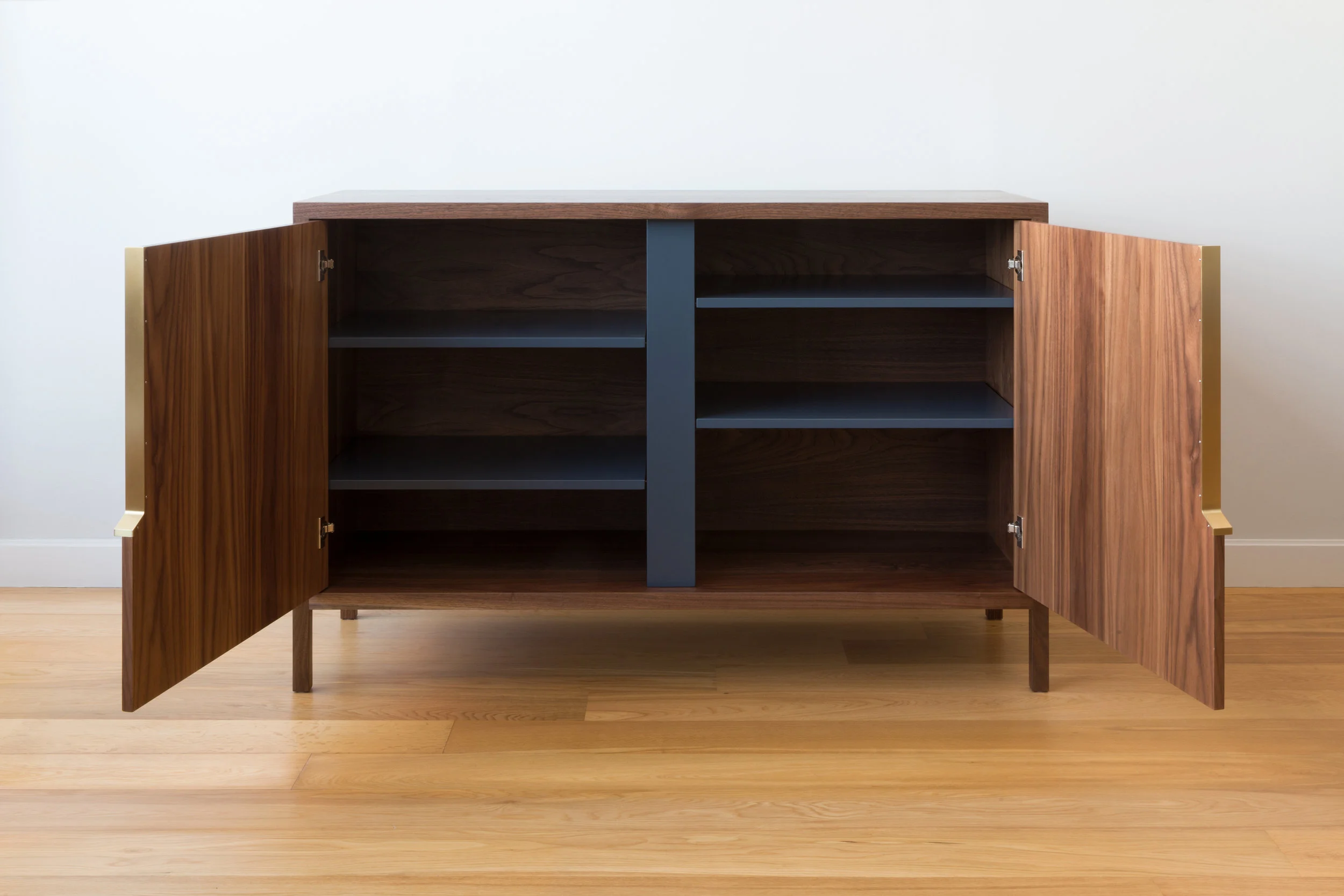 Halsey Prime Dresser in Walnut, Lacquer with Brass Handles