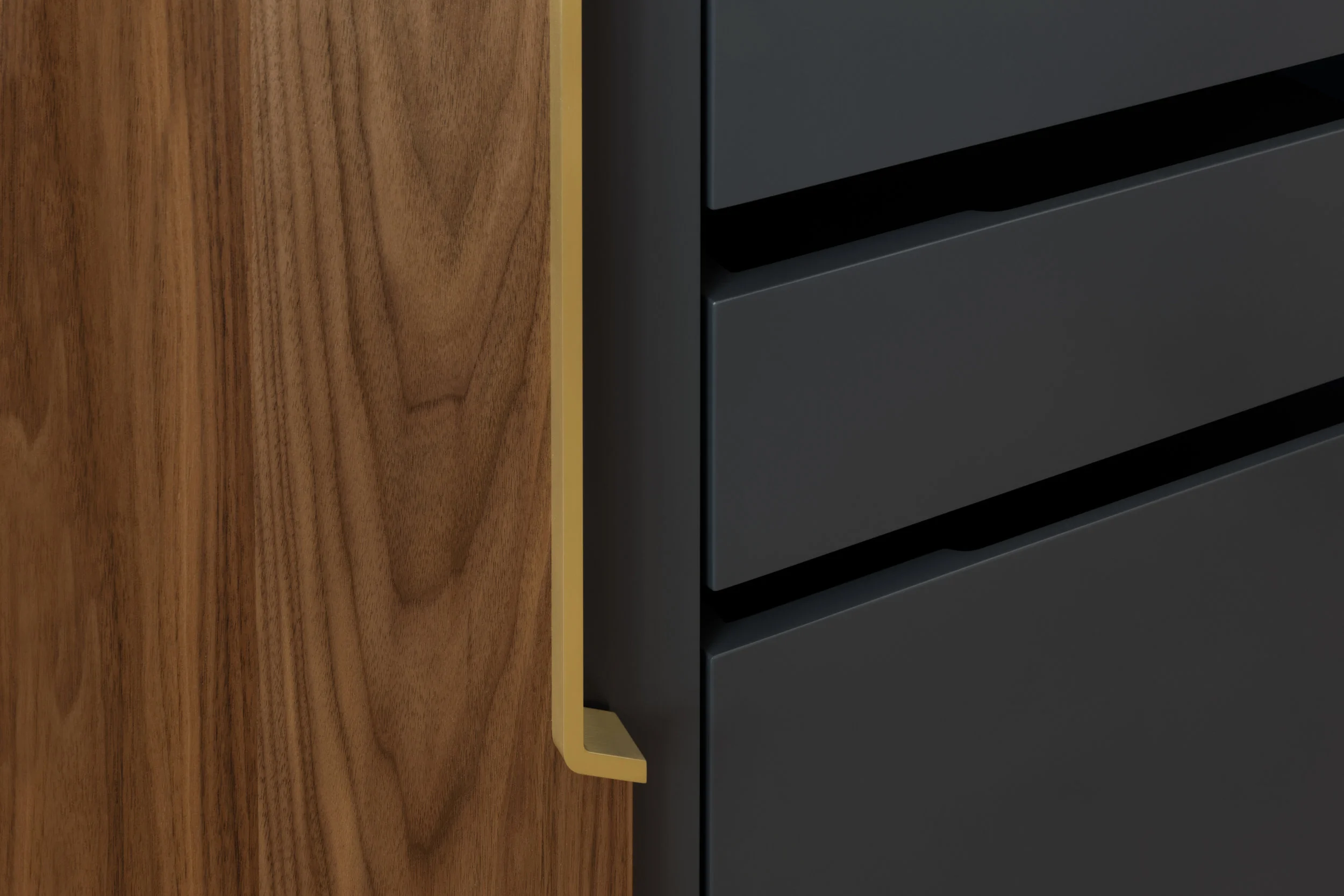 Halsey Prime Dresser in Walnut, Lacquer with Brass Handles