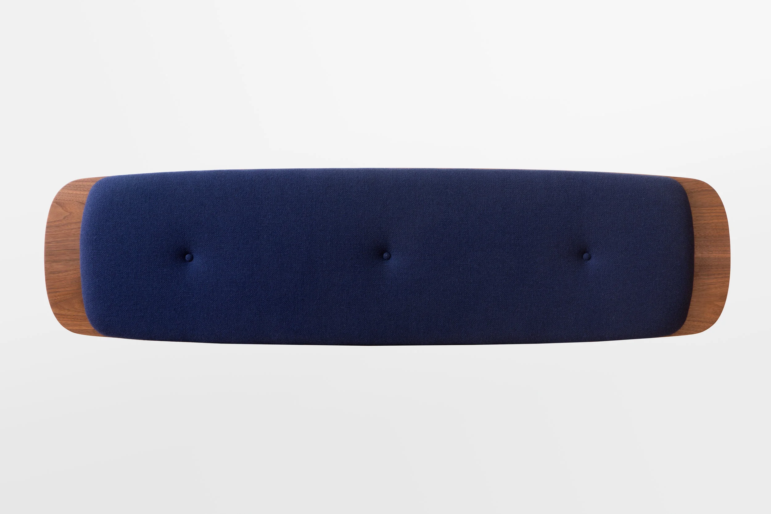 Flying Point Upholstered Bench&nbsp;in Walnut and Wool Upholstery