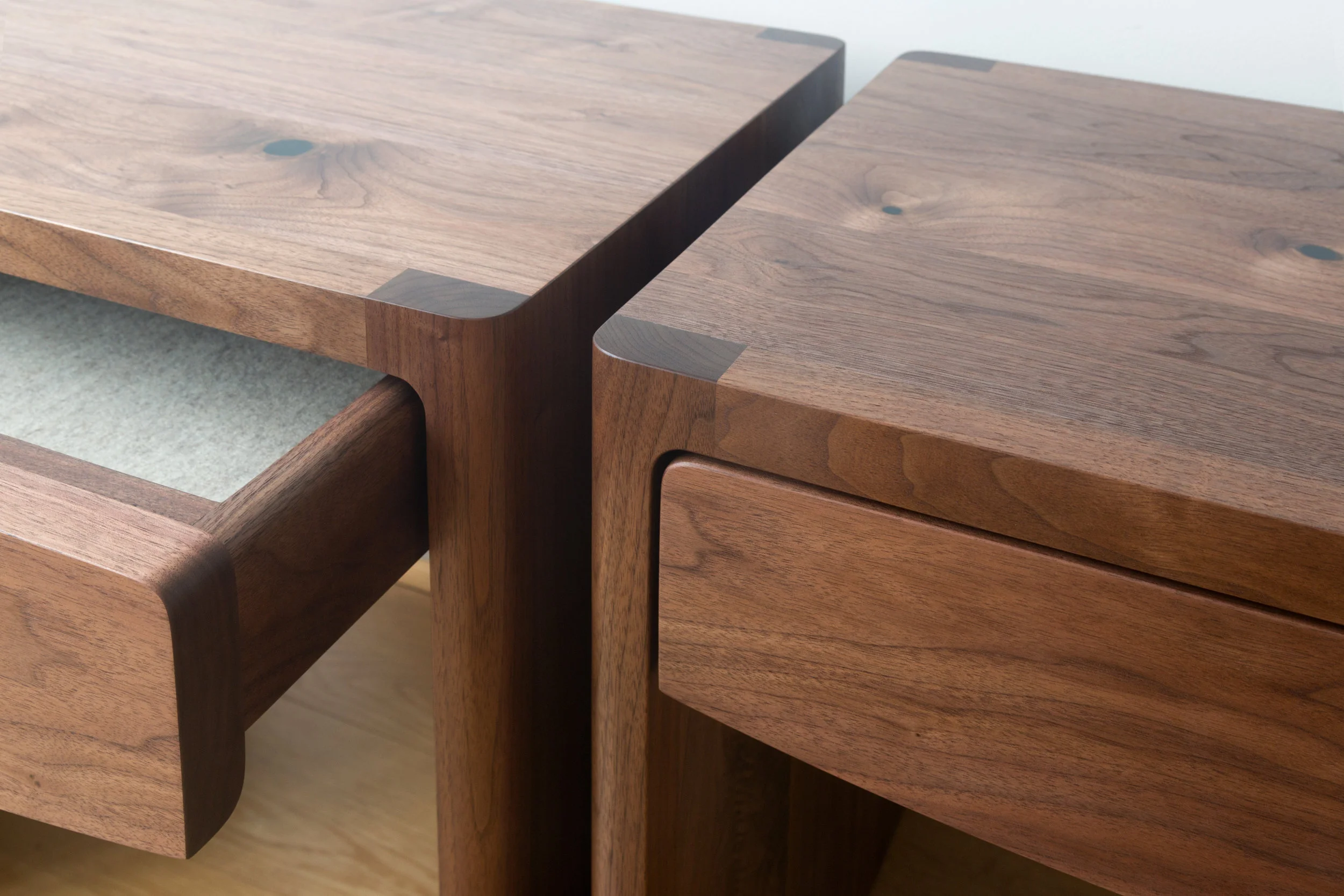 Fina Side Tables in Solid Walnut by Piet Houtenbos