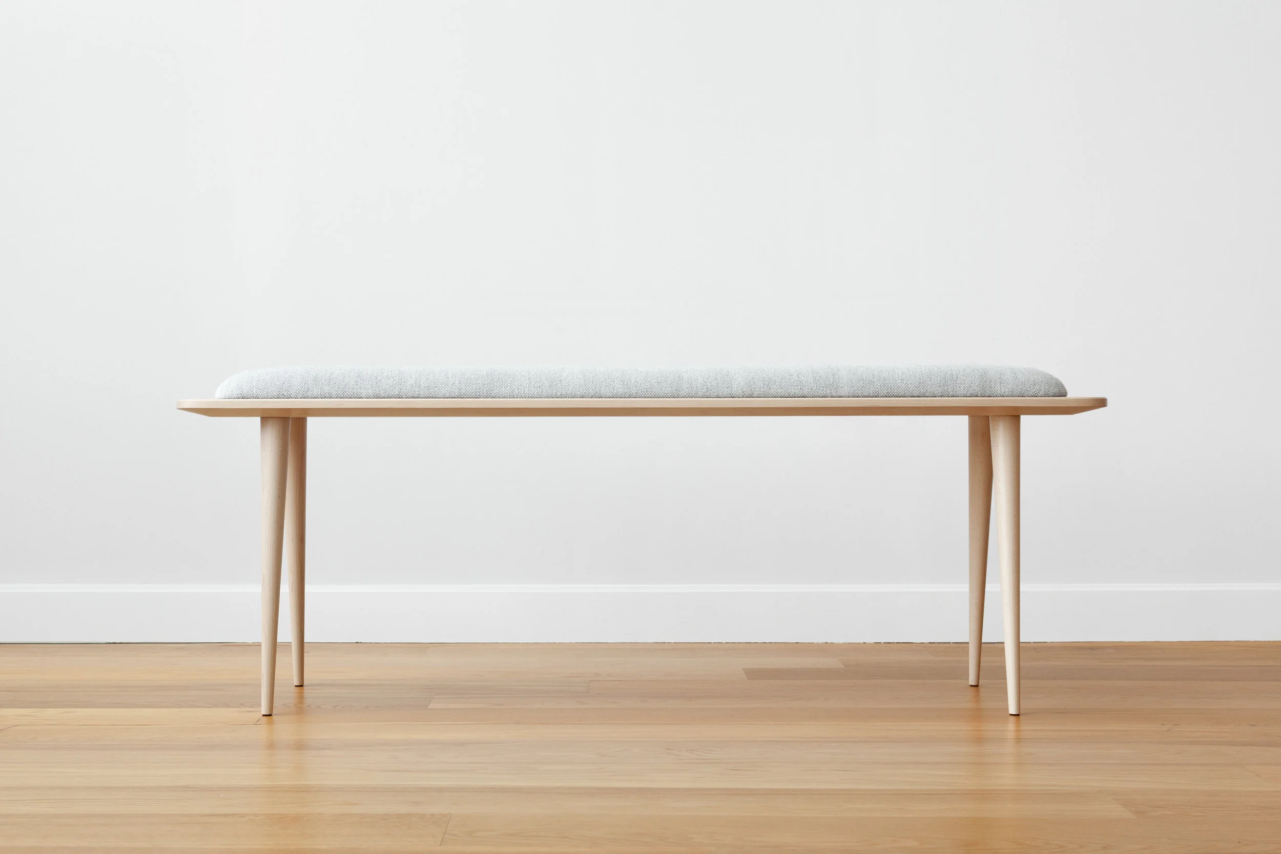 Flying Point Bench in Maple and Hallingdal Wool Upholstery
