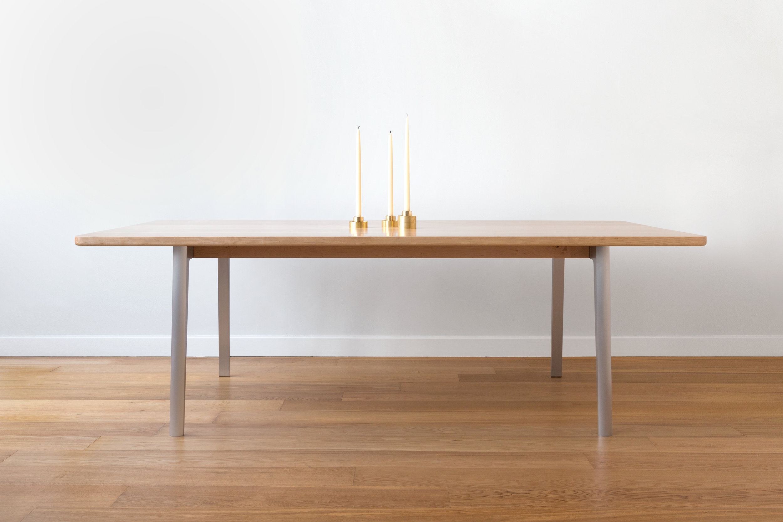 Silicon Seven Dining Table in Maple with Aluminum Legs