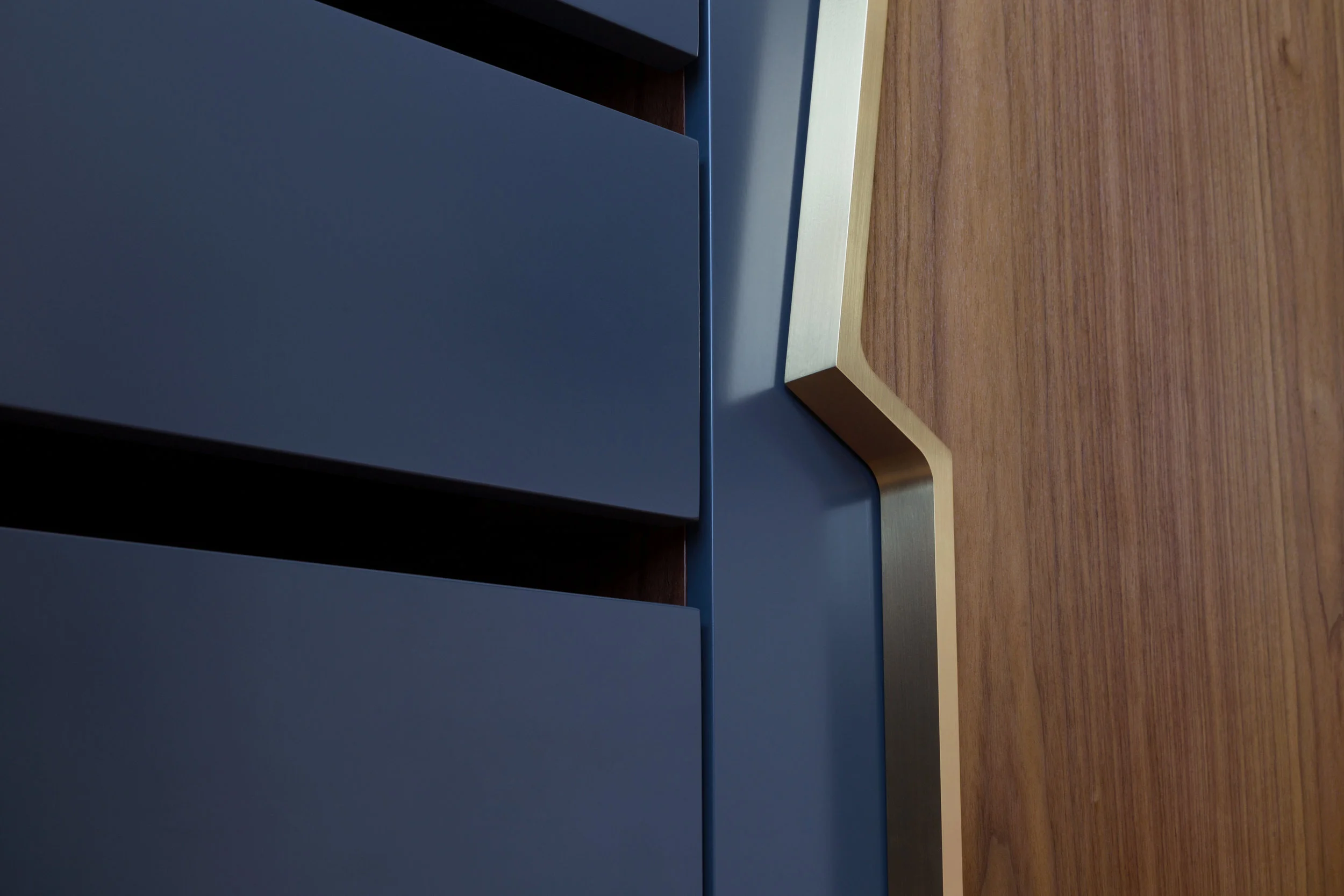 Halsey Fracture Dresser in Walnut, Lacquer with Brass Handles