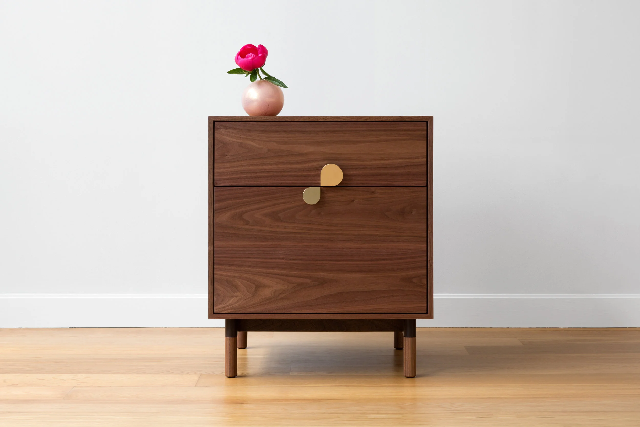 Petals Side Tables in Walnut, Brass