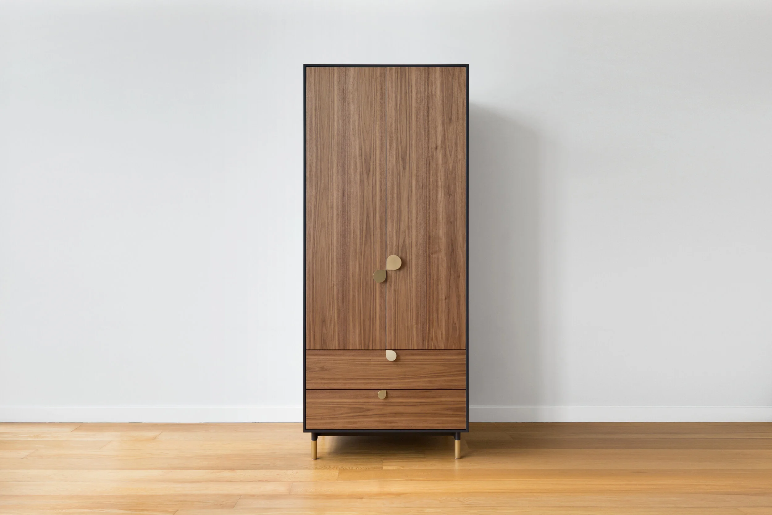Petals Lacquered Armoire in Lacquer, Walnut, Brass