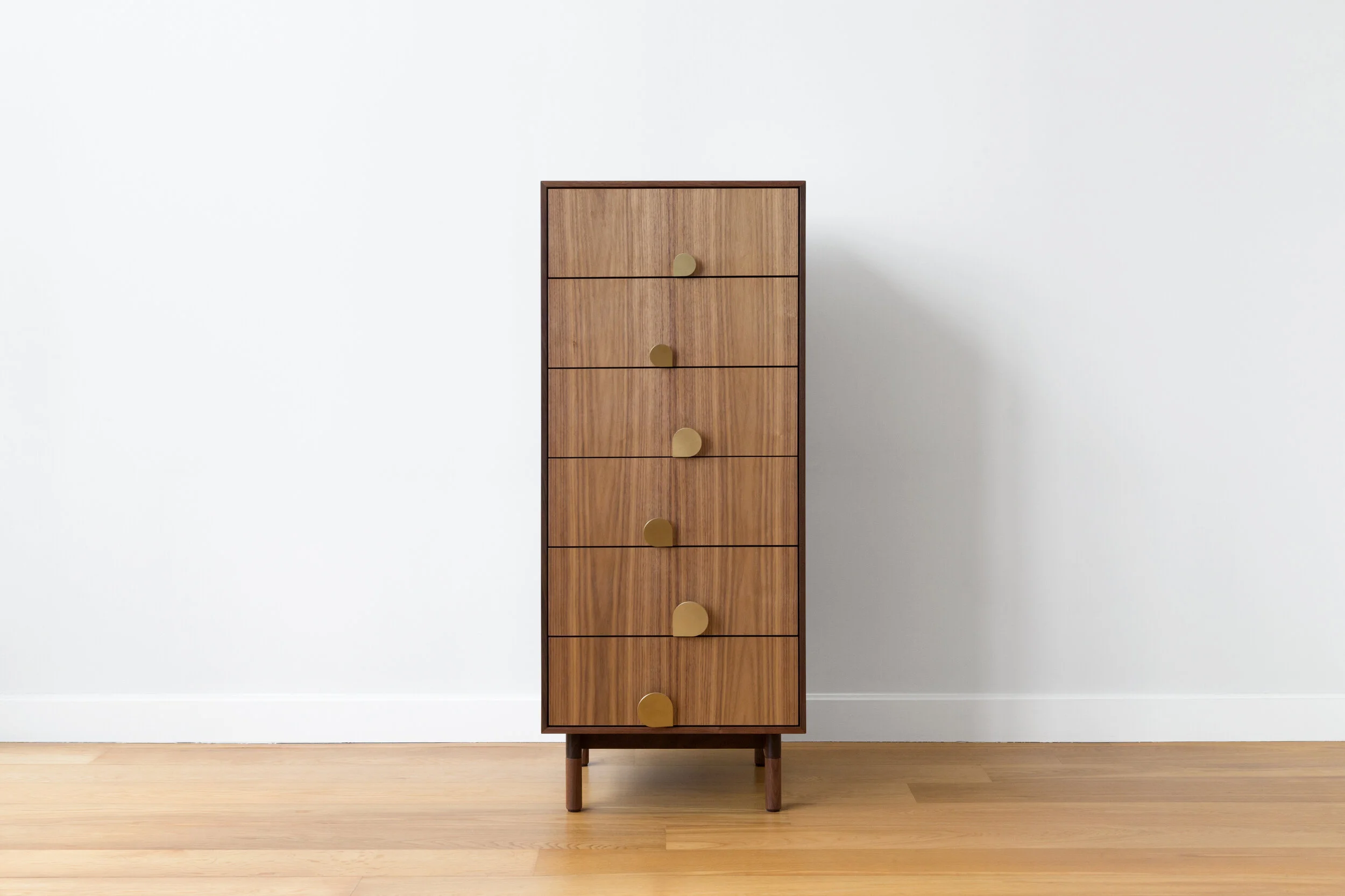 Petals Tall Dresser in Walnut, Brass