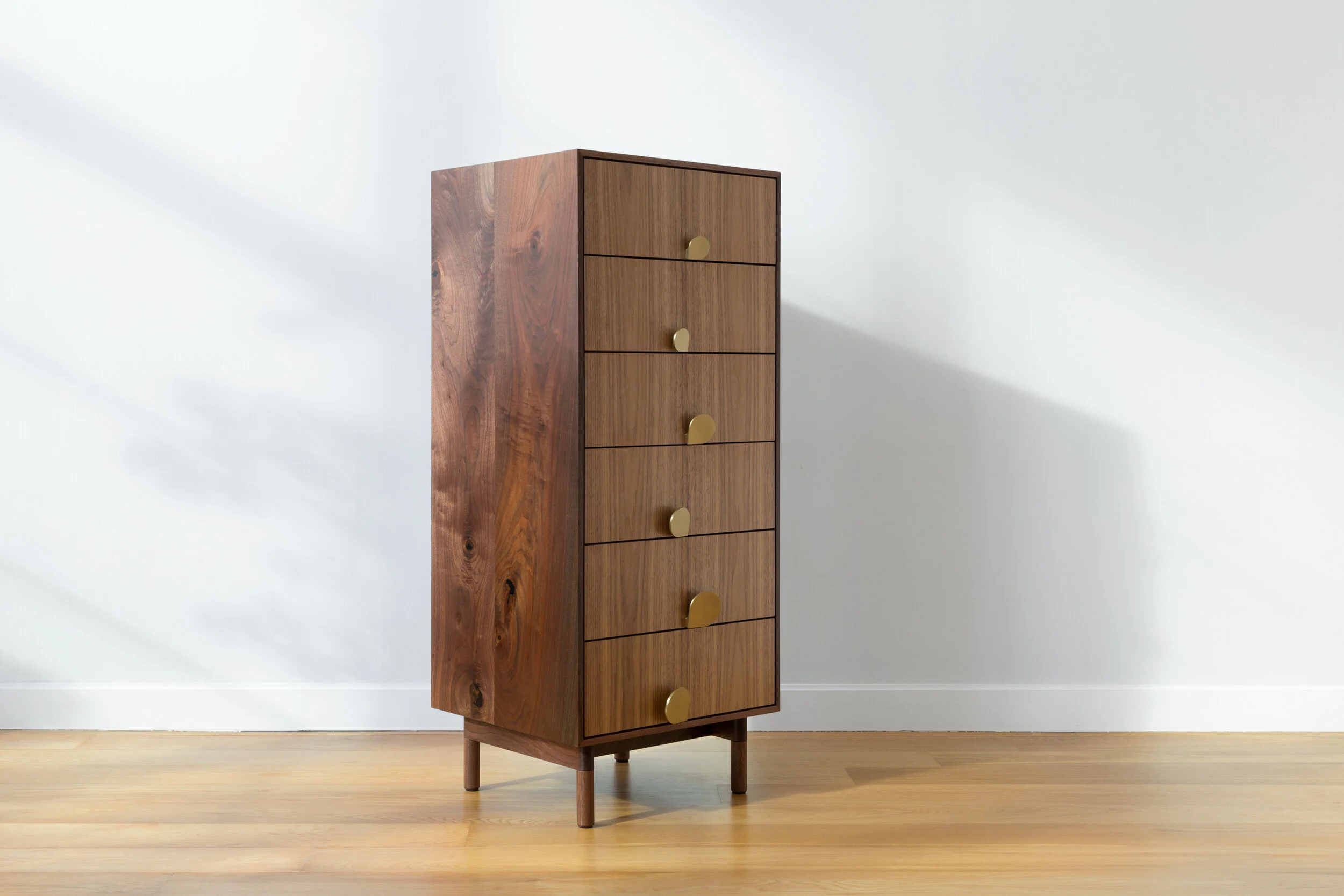 Petals Tall Dresser in Walnut, Brass