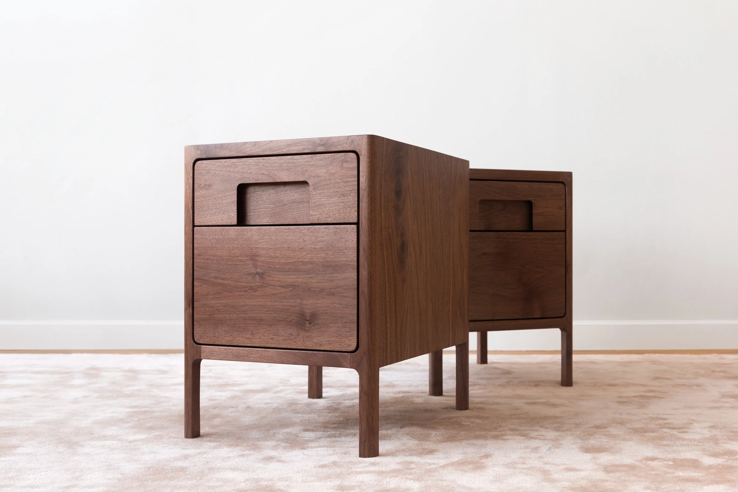 Cobb Side Table in Walnut (dual drawers)