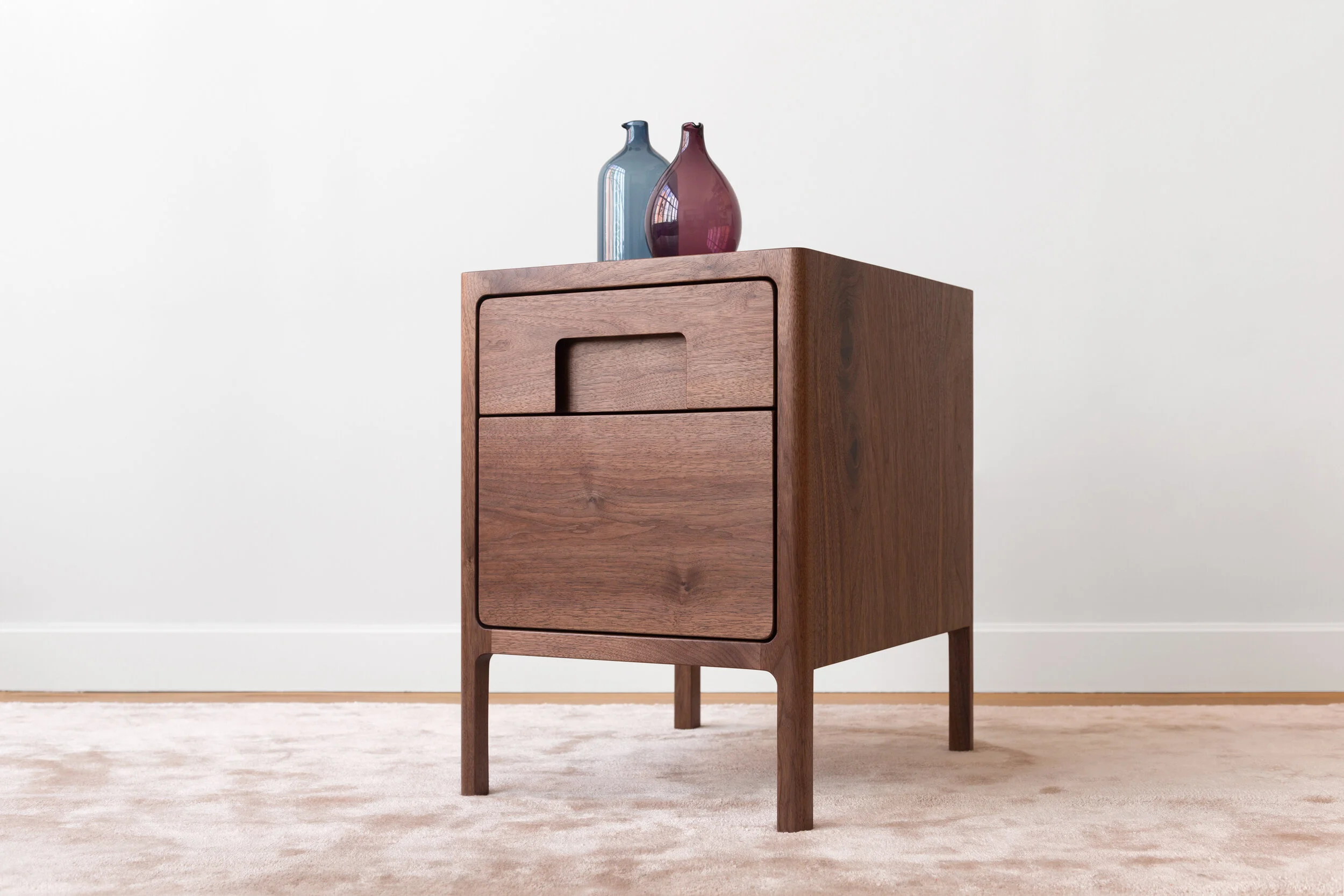 Cobb Side Table in Walnut (dual drawers)