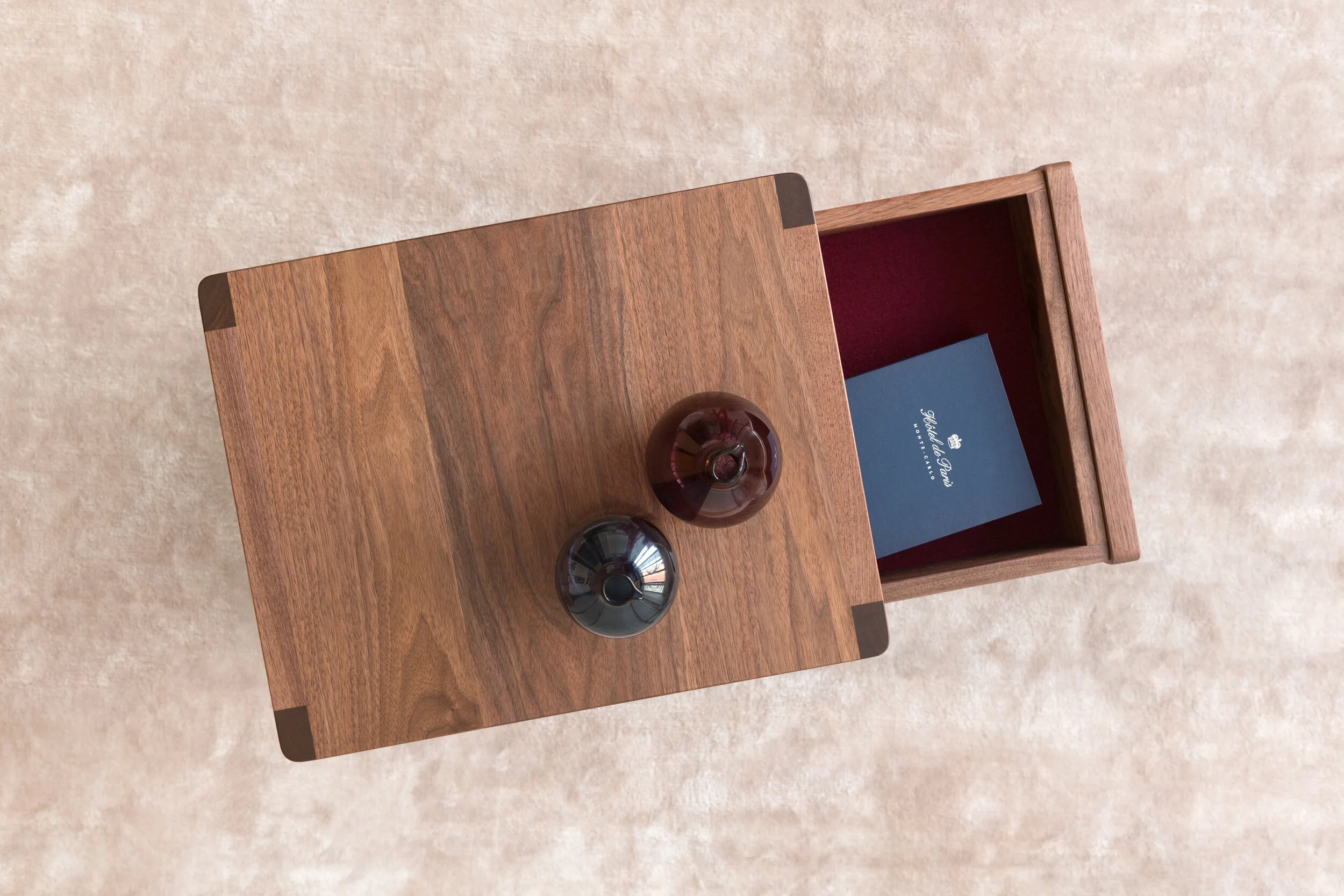 Cobb Side Table in Walnut (dual drawers)