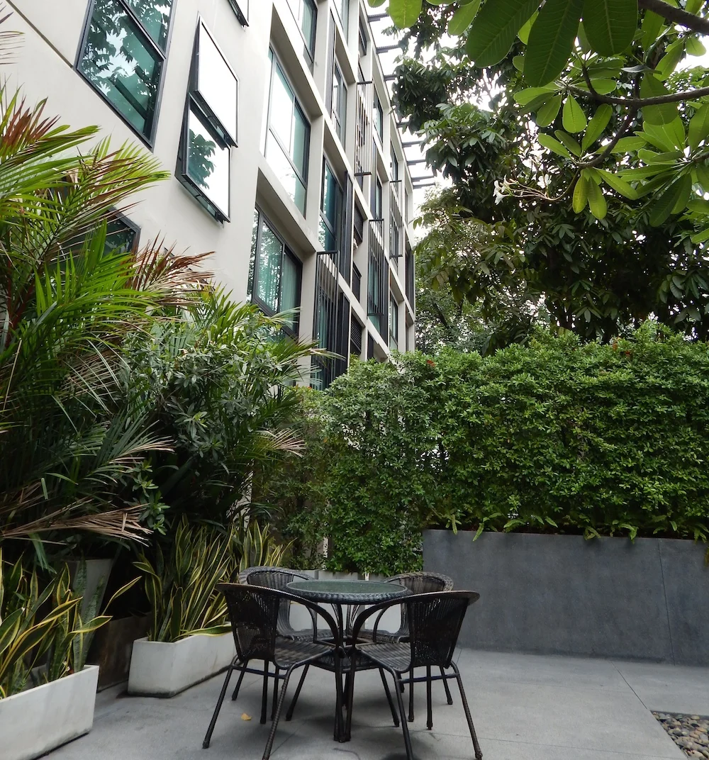 outdoor pool area