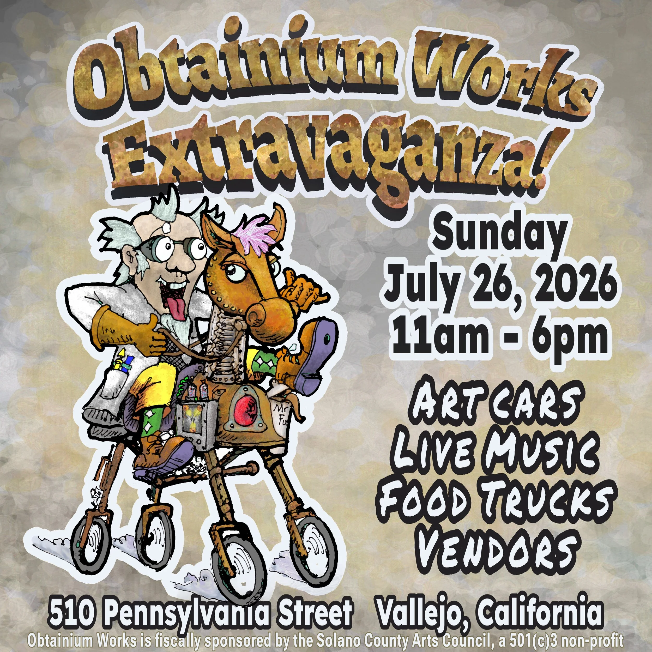   Obtainium Works Extravaganza, June 26, 2026, 11am-5pm  