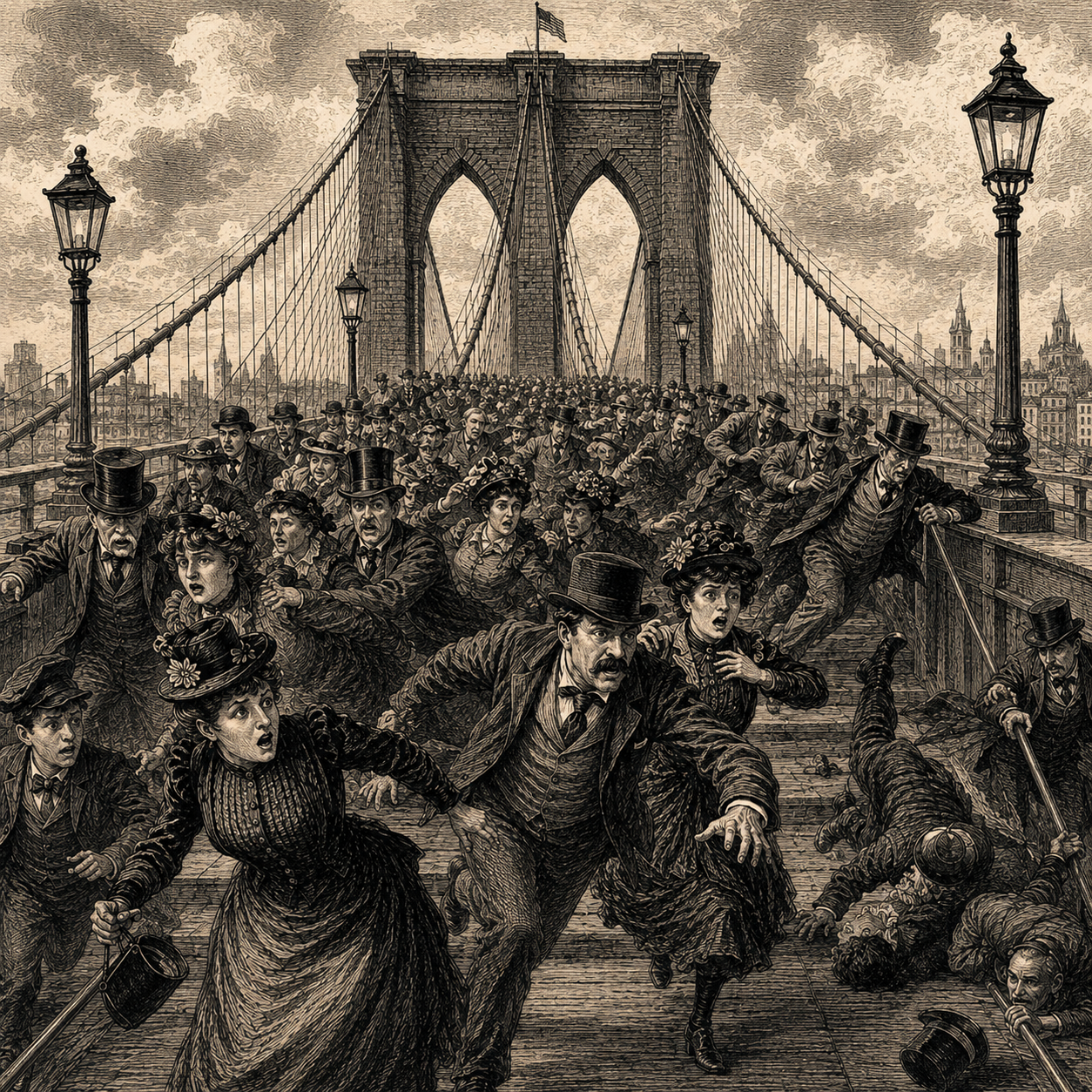 Stampede on the Brooklyn Bridge
