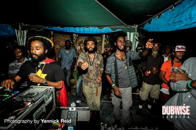 Dre Island and Chronixx enjoying Yaadcore selections at Dubwise Jamaica (Photo by Yannick Reid )