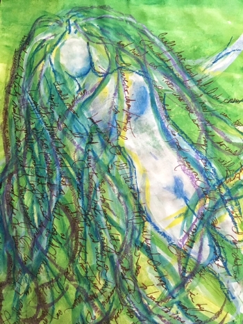 This was a page with a lot of waxy gelato and shiny acrylic - after I applied matte gel medium my normal pen worked fine. 