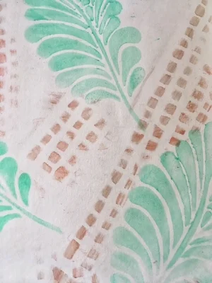 A few stencils combined on a gessoed page. I can write across it, up, down, or sideways or add collage pieces later. These were don'e with gel crayons on a wet wipe -- the bronze was leftover on a used wipe but have life left in it!