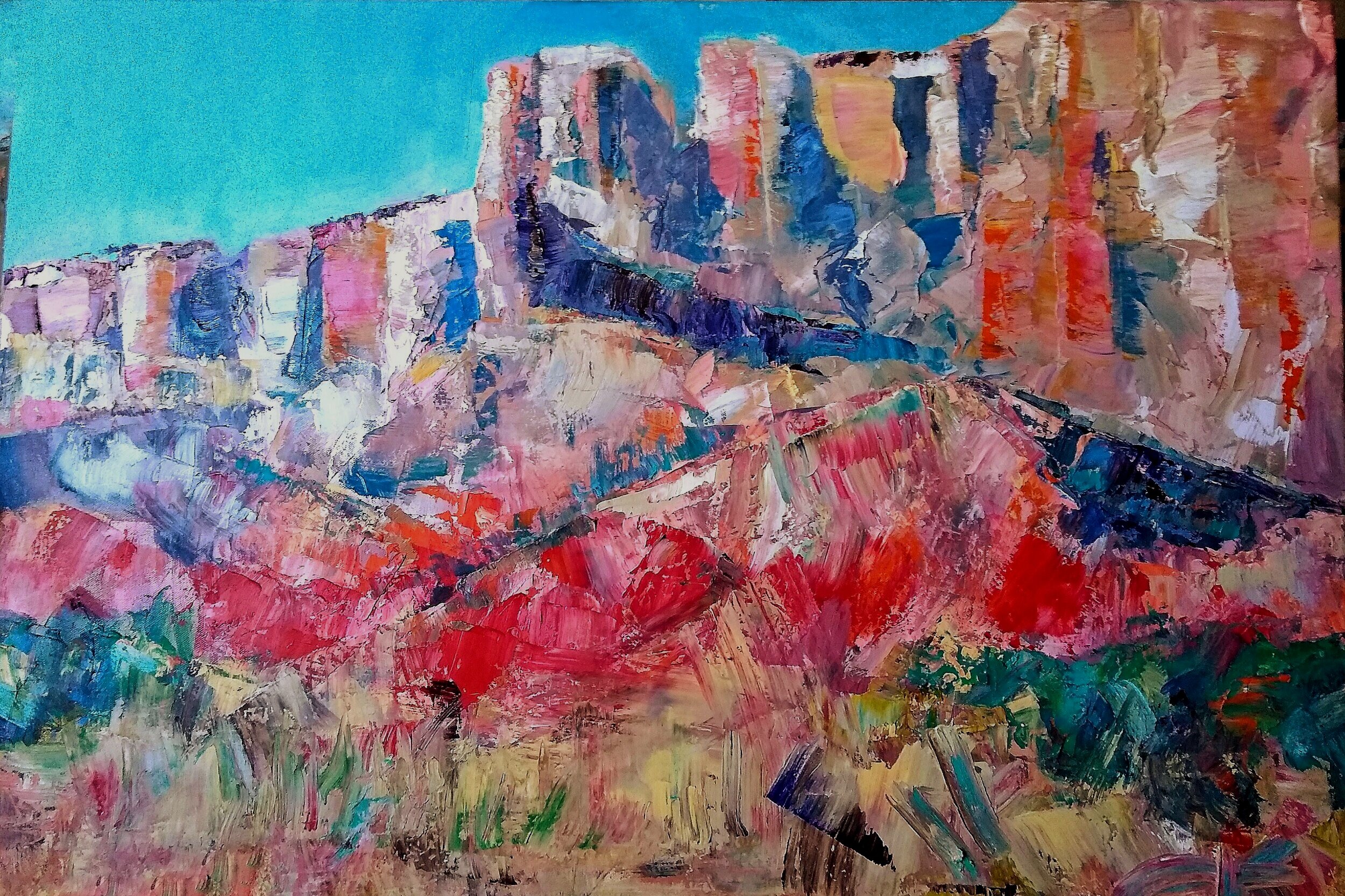 Near Abiquiu36”x 24” oil and cold wax on canvas   2019   750.00Lush desert spaces hold comfort in color and wind.