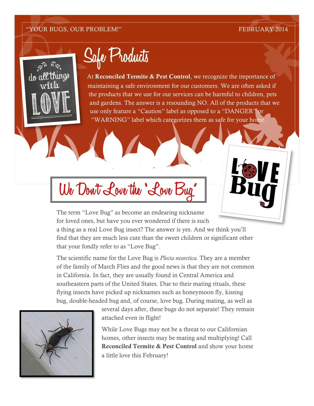Newsletters — Reconciled Termite & Pest Control