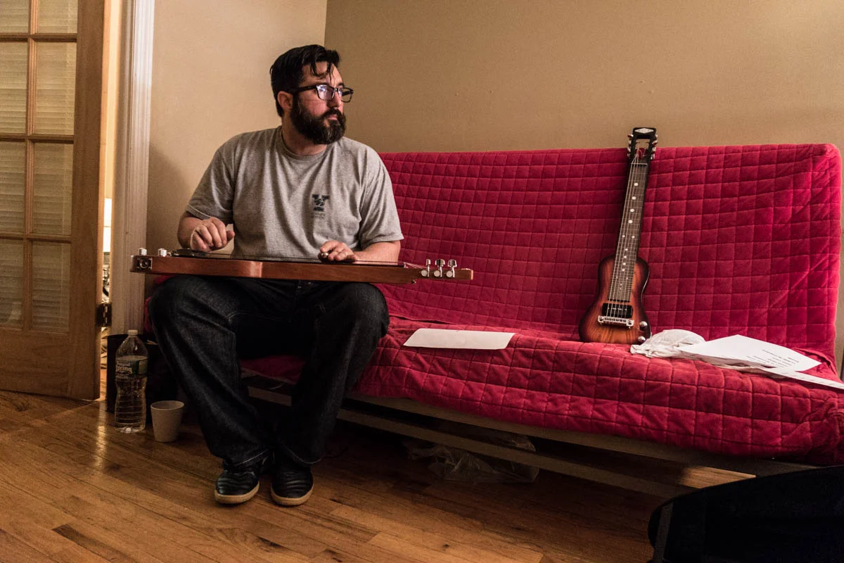 Zack Smith Photography New York City Pilette's Ghost Beard Glasses Man Musician folk instruments