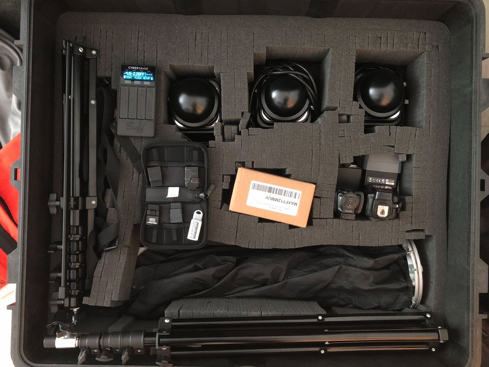 All of my necessary headshot lighting gear fit nicely in this Pelican 1660 case.