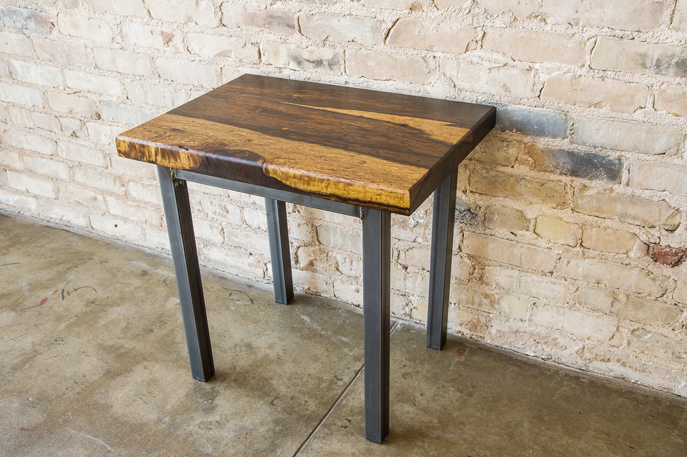 Imbuia Wood and Steel Side Table